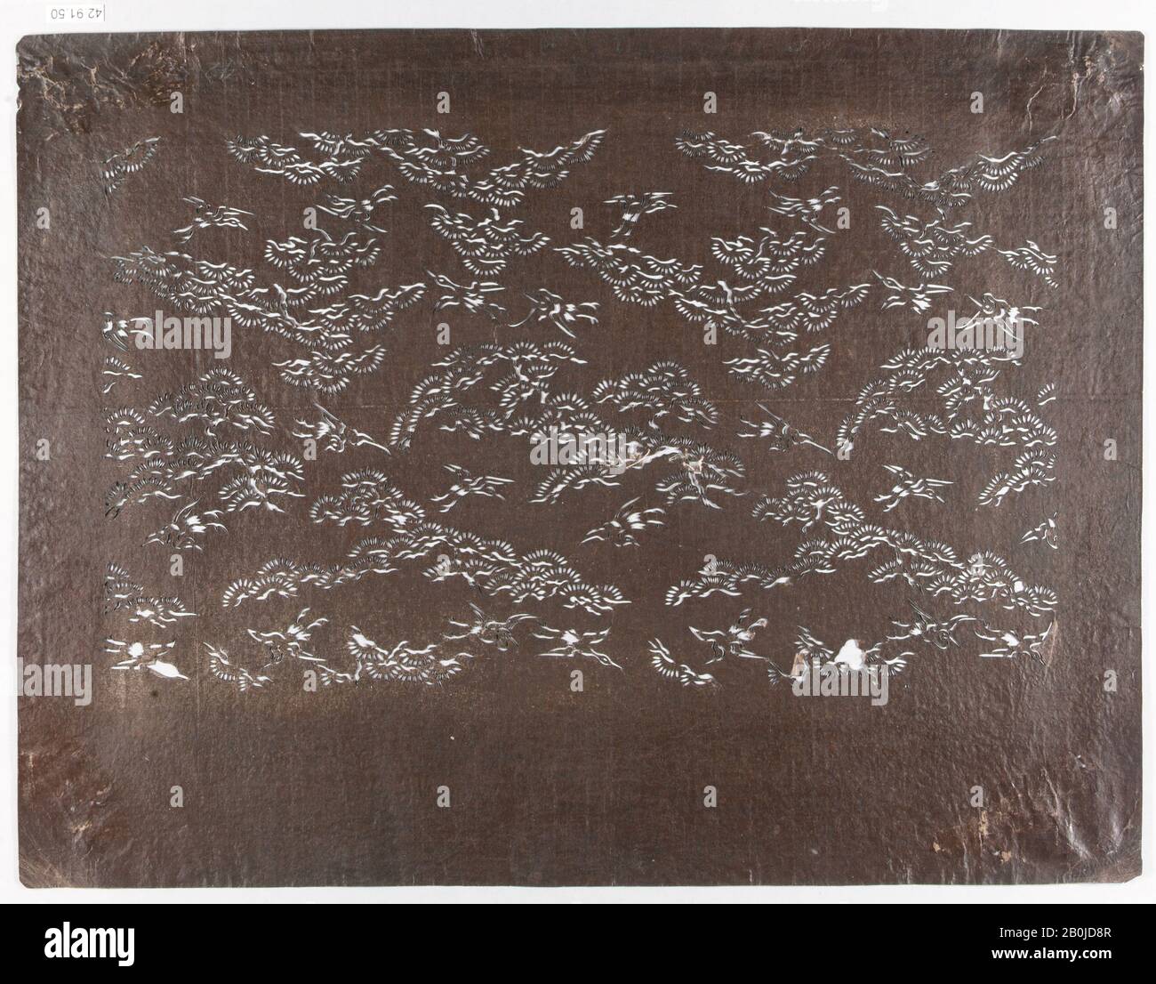 Stencil, Giappone, 19th secolo, Giappone, carta, 12 3/8 x 16 1/4 poll. (31,4 x 41,3 cm), matite Foto Stock