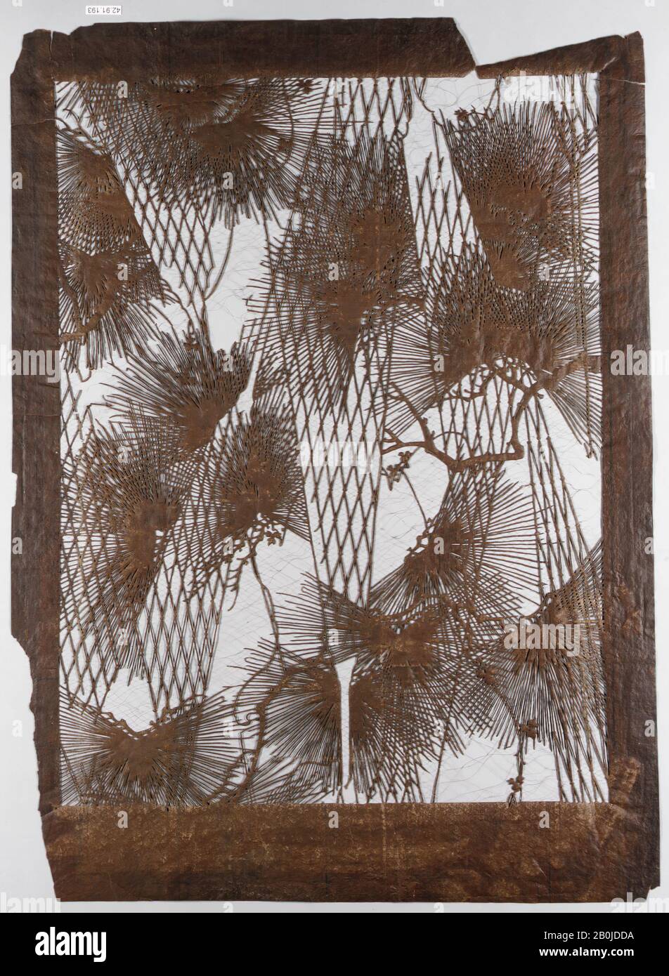 Stencil, Giappone, 19th secolo, Giappone, carta, seta, 23 1/8 x 16 3/4 in. (58,7 x 42,5 cm), matite Foto Stock Stencil, Giappone, 19th secolo, Giappone, carta, seta, 23 1/8 x 16 3/4 in. (58,7 x 42,5 cm), matite Foto Stock