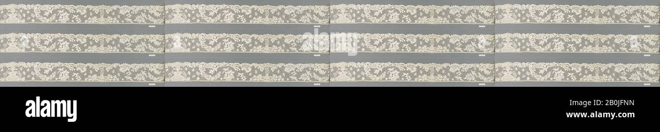 Confine, fiammingo, 18th secolo, fiammingo, merletto A Bobina, punto d'Angleterre, L. 38 1/2 x W. 2 1/2 pollici (97,8 x 6,4 cm), Textiles-Laces Foto Stock