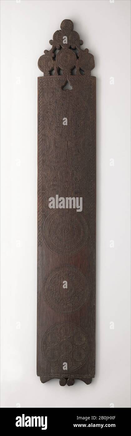 Mangle-board, olandese, 18th secolo, olandese, quercia, 36 1/2 × 5 7/8 in. (92,7 × 14,9 cm), legno-mobili Foto Stock