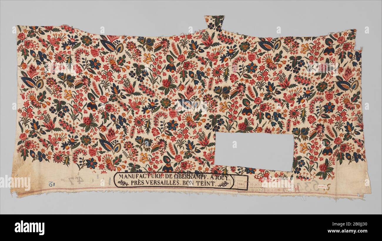 Oberkampf Manufactory, stampa floreale, francese, Jouy-en-Josas, ca. 1800, francese, Jouy-en-Josas, cotone, Totale: 18 x 35 5/8 in. (45,7 x 90,5 cm), Textiles-Printed Foto Stock