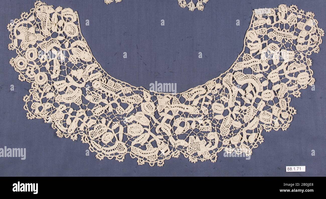 Collare, irlandese, ca. 1850, Irlandese, Crochet, L. 15 x W. 3 1/2 pollici, 38,1 x 8,9 cm, Textiles-Laces Foto Stock