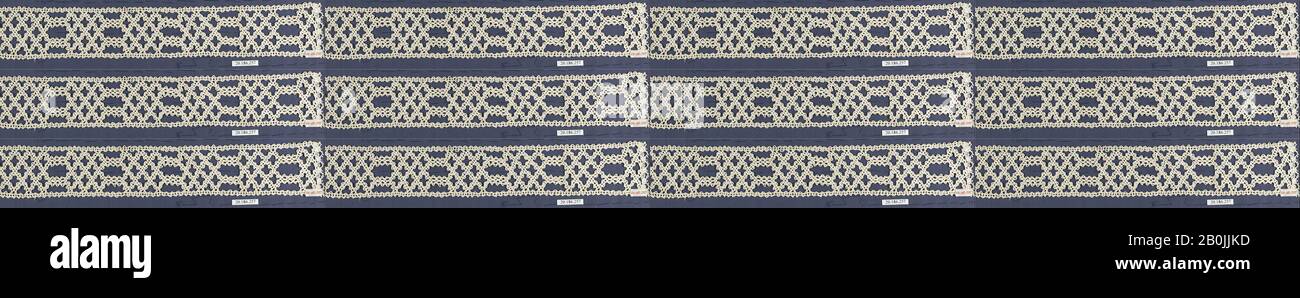 Inserimento, Italiano, Venezia, 16th secolo, Italiano, Venezia, merletto A Bobina, L. 15 1/2 x W. 2 pollici, 39,4 x 5,1 cm, Textiles-Laces Foto Stock