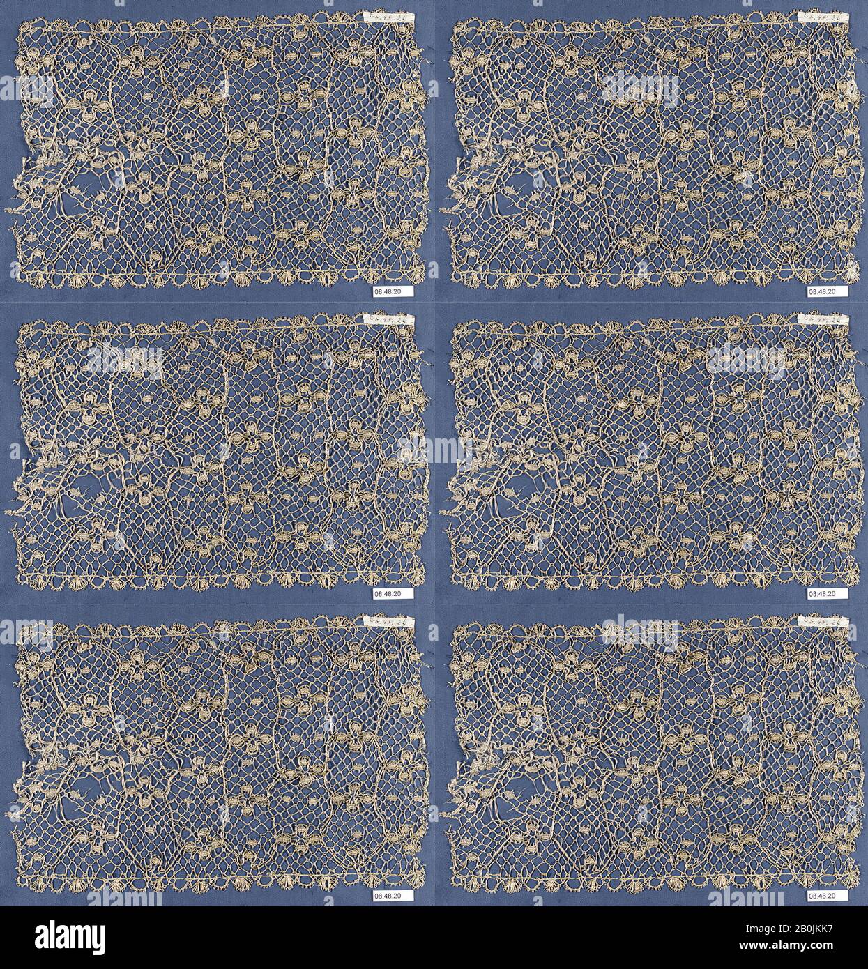 Frammento, francese, 18th secolo, francese, merletto A Bobina, L. 12 x W. 8 pollici (30,5 x 20,3 cm), Textiles-Laces Foto Stock