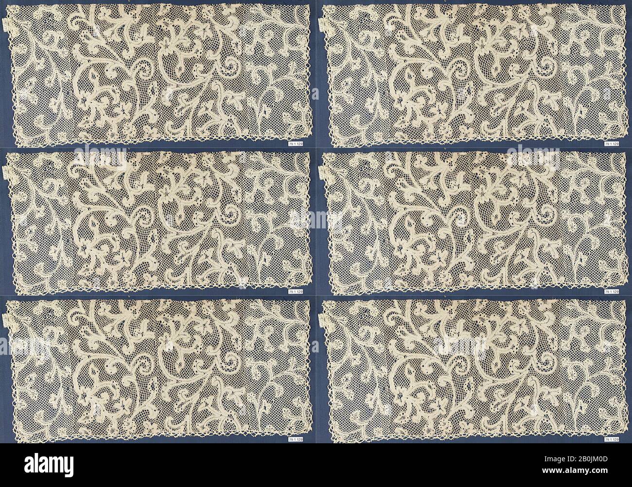 Frammento, fiammingo, 17th-18th secolo, fiammingo, merletto A Bobina, merletto milanese, L. 17 x W. 7 1/2 pollici (43,2 x 19,1 cm), Textiles-Laces Foto Stock