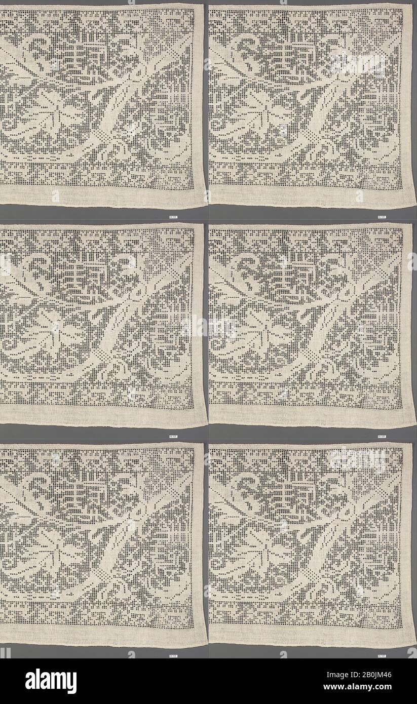 Bordo (in due pezzi), italiano, inizio 17th secolo, italiano, Drawnwork, L. 144 x W. 18 1/2 pollici, 365,8 x 47,0 cm, Textiles-Laces Foto Stock