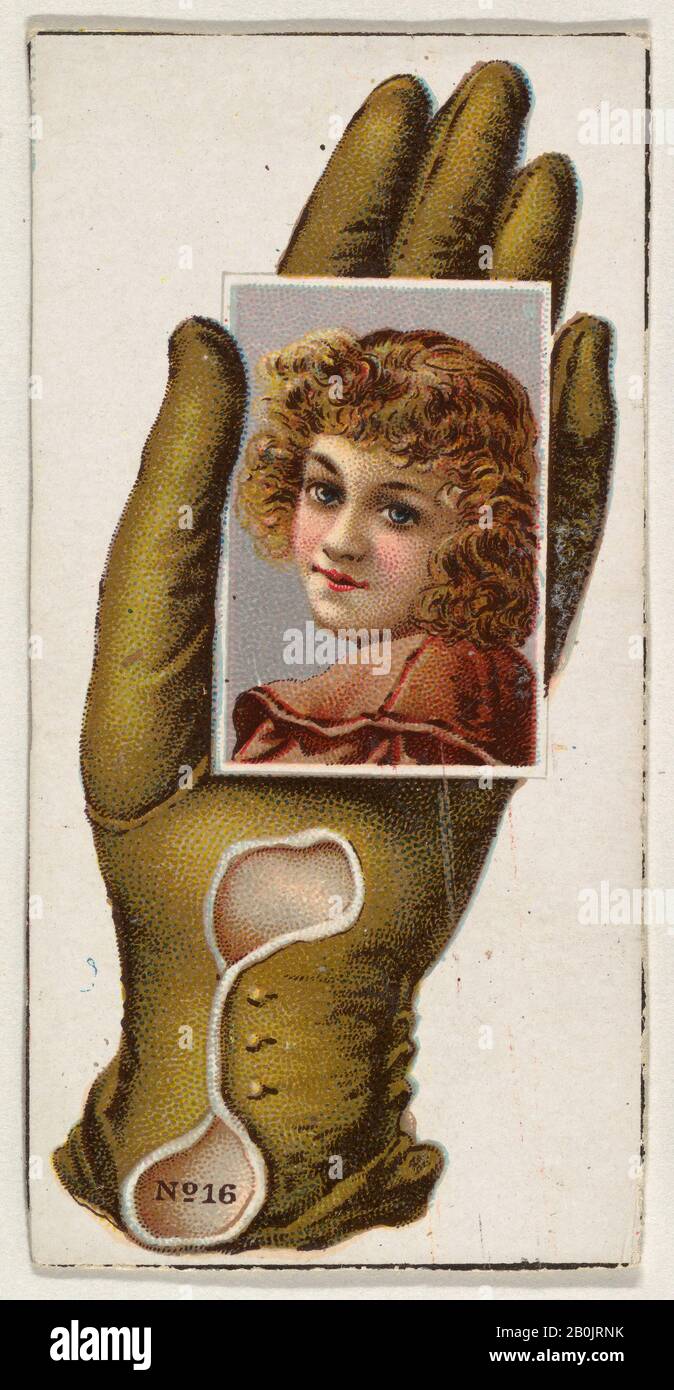 Emesso da Allen & Ginter, numero di carta 16, tagliato da banner che fa pubblicità alla serie Opera Guanti (G29) per Sigarette Allen & Ginter, ca. 1890, litografia commerciale a colori, foglio: 3 1/8 x 1 3/4 in. (8 x 4,5 cm Foto Stock Emesso da Allen & Ginter, numero di carta 16, tagliato da banner che fa pubblicità alla serie Opera Guanti (G29) per Sigarette Allen & Ginter, ca. 1890, litografia commerciale a colori, foglio: 3 1/8 x 1 3/4 in. (8 x 4,5 cm Foto Stock