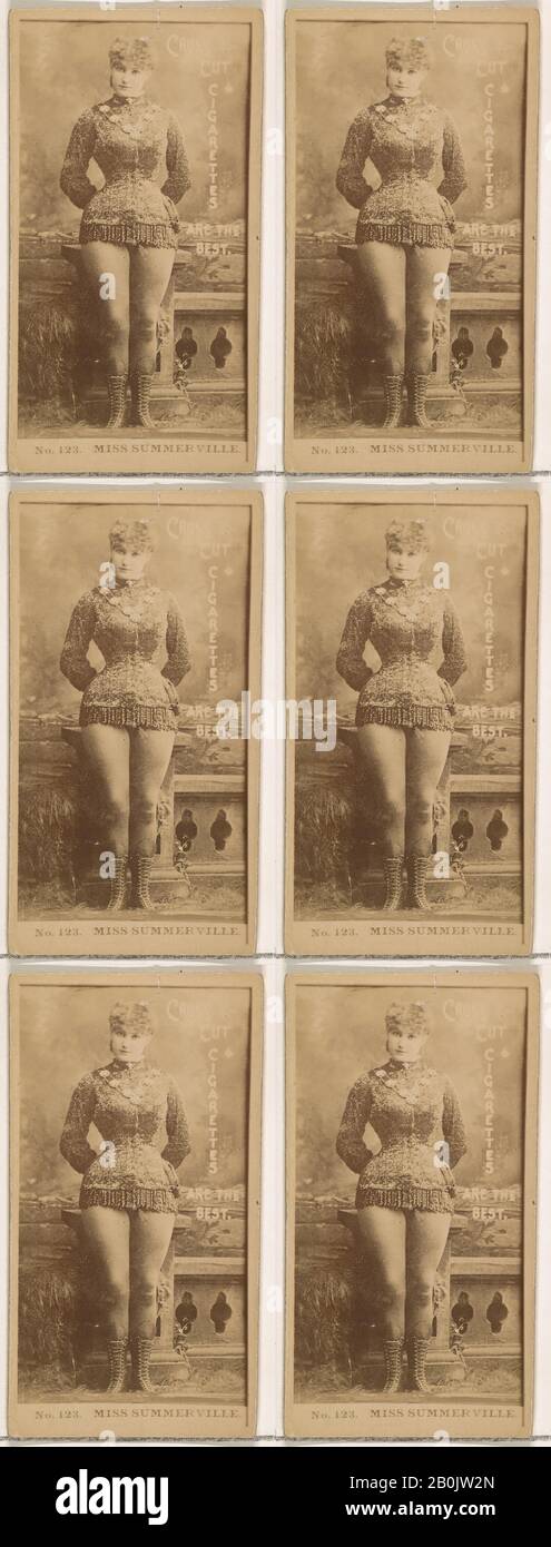 Pubblicato da W. Duke, Sons & Co., numero di carta 123, Miss Summerville, dagli Attori e Attrici serie (N145-2) rilasciato da Duke Sons & Co. Per promuovere Cross Cut Sigarette, 1880s, Albumen fotografia, foglio: 2 5/8 × 1 7/16 in. (6,6 × 3,7 cm Foto Stock