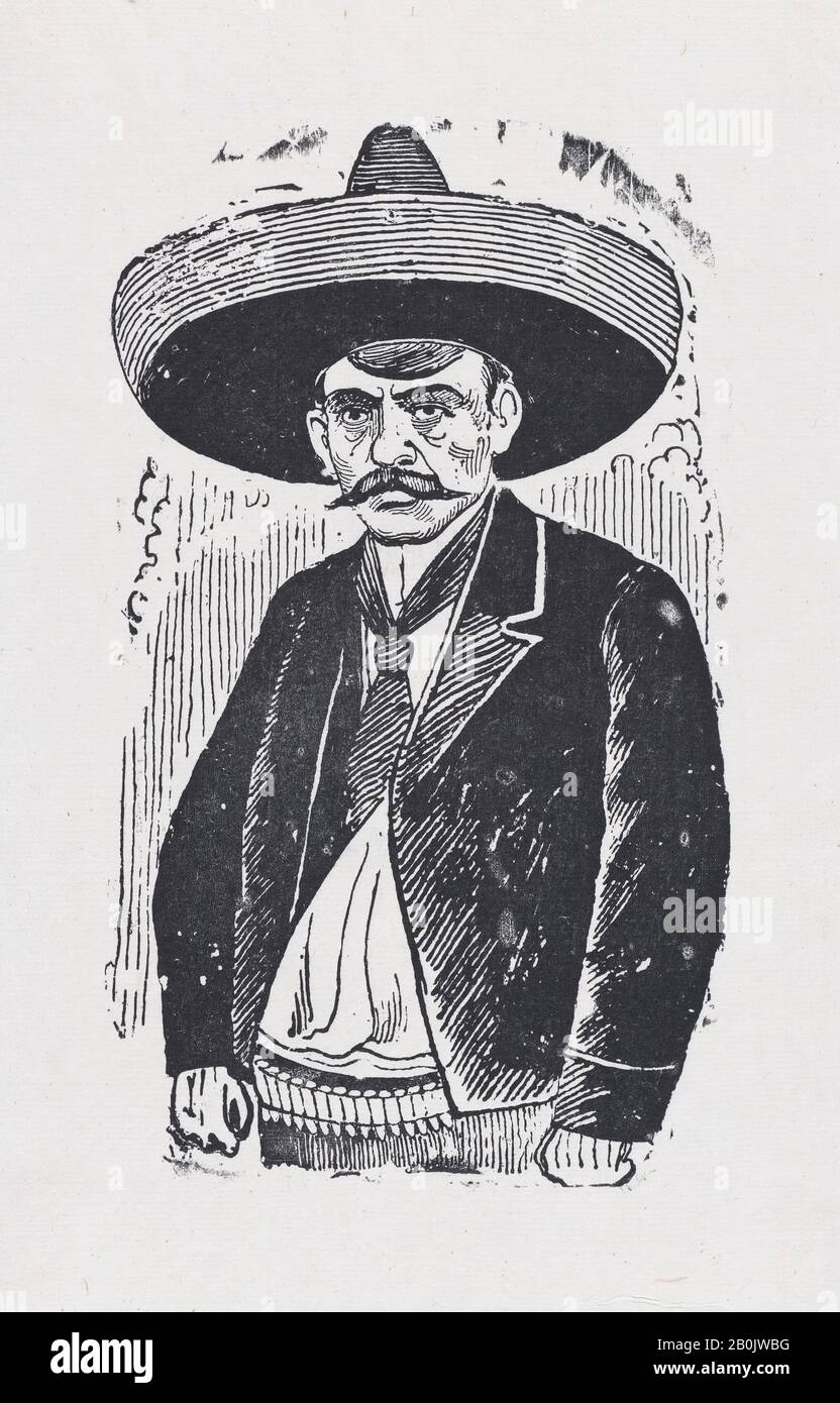 José Guadalupe Posada, Emiliano Zapata, José Guadalupe Posada (Messico, 1851–1913), Ca. 1880-1910, Attacco chimico su zinco, foglio: 6 7/8 × 4 9/16 in. (17,5 × 11,6 cm), immagine: 5 1/2 × 3 3/8 in. (14 × 8,5 cm), stampe Foto Stock José Guadalupe Posada, Emiliano Zapata, José Guadalupe Posada (Messico, 1851–1913), Ca. 1880-1910, Attacco chimico su zinco, foglio: 6 7/8 × 4 9/16 in. (17,5 × 11,6 cm), immagine: 5 1/2 × 3 3/8 in. (14 × 8,5 cm), stampe Foto Stock