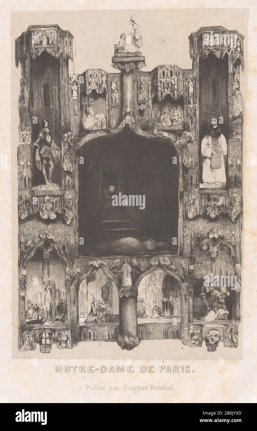 Célestin Nanteuil, Notre-Dame De Paris, Célestin Nanteuil (Francia (Italia), Roma 1813–1873 Bourron-Marlotte), 1832, Acquaforte, Piatto: 9 1/4 × 6 3/16 In. (23,5 × 15,7 cm), foglio: 10 9/16 × 6 3/4 in. (26,9 × 17,2 cm), stampe Foto Stock