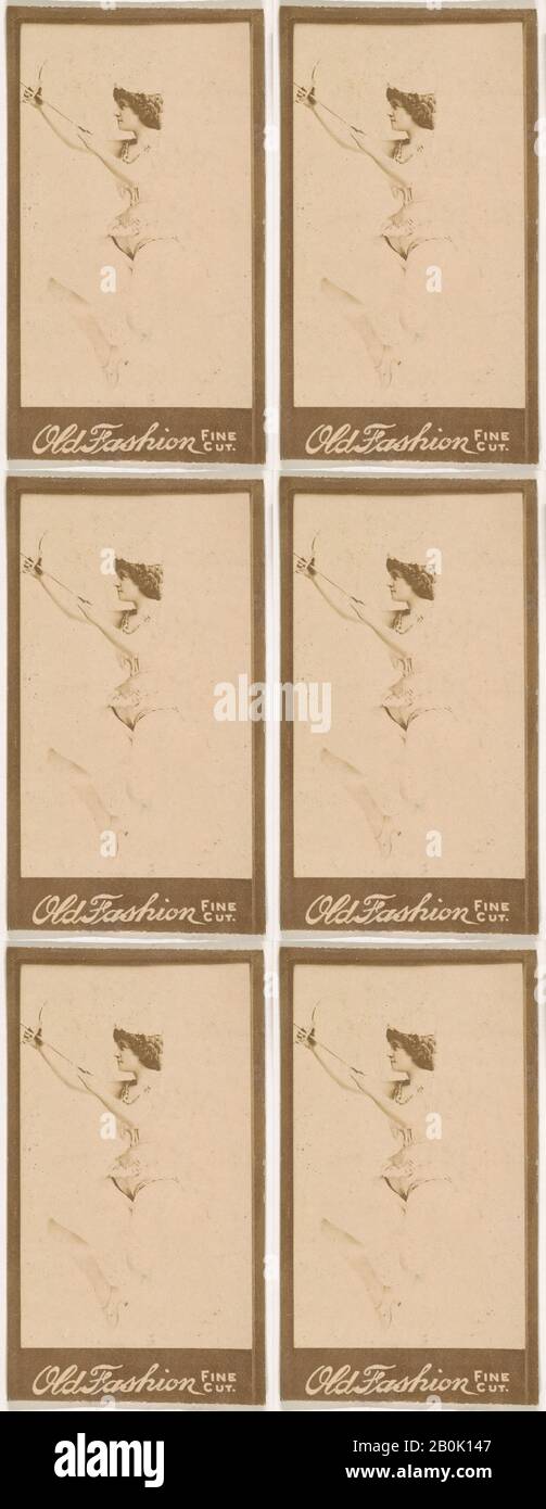 Attrice con arco e freccia, dalla serie di Attrici (N664) promozione Old Fashion fine Cut Tabacco, 1888–90, Fotografia Albume, foglio: 3 3/8 in. × 2 poll. (8,5 × 5,1 cm Foto Stock