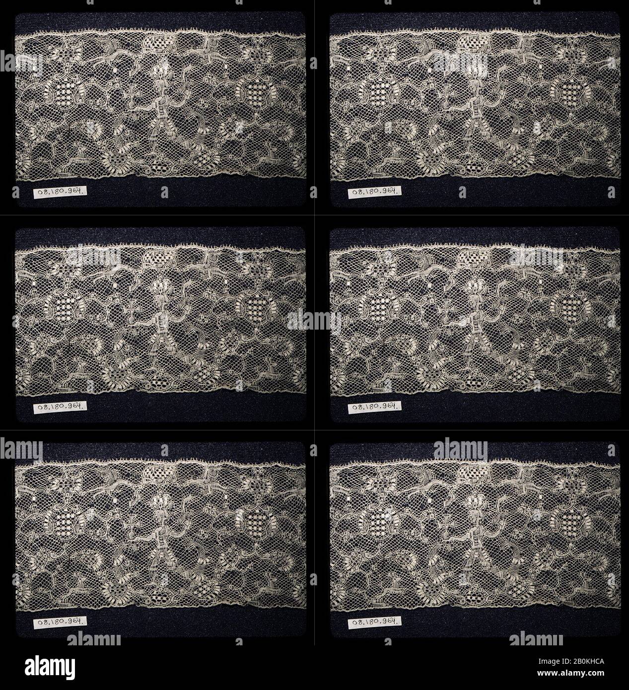 Striscia, fiammingo, inizio 18th secolo, fiammingo, merletto A Bobina, Binche, L. 14 x 2 3/4 pollici (35,6 x 7,0 cm), Textiles-Laces Foto Stock