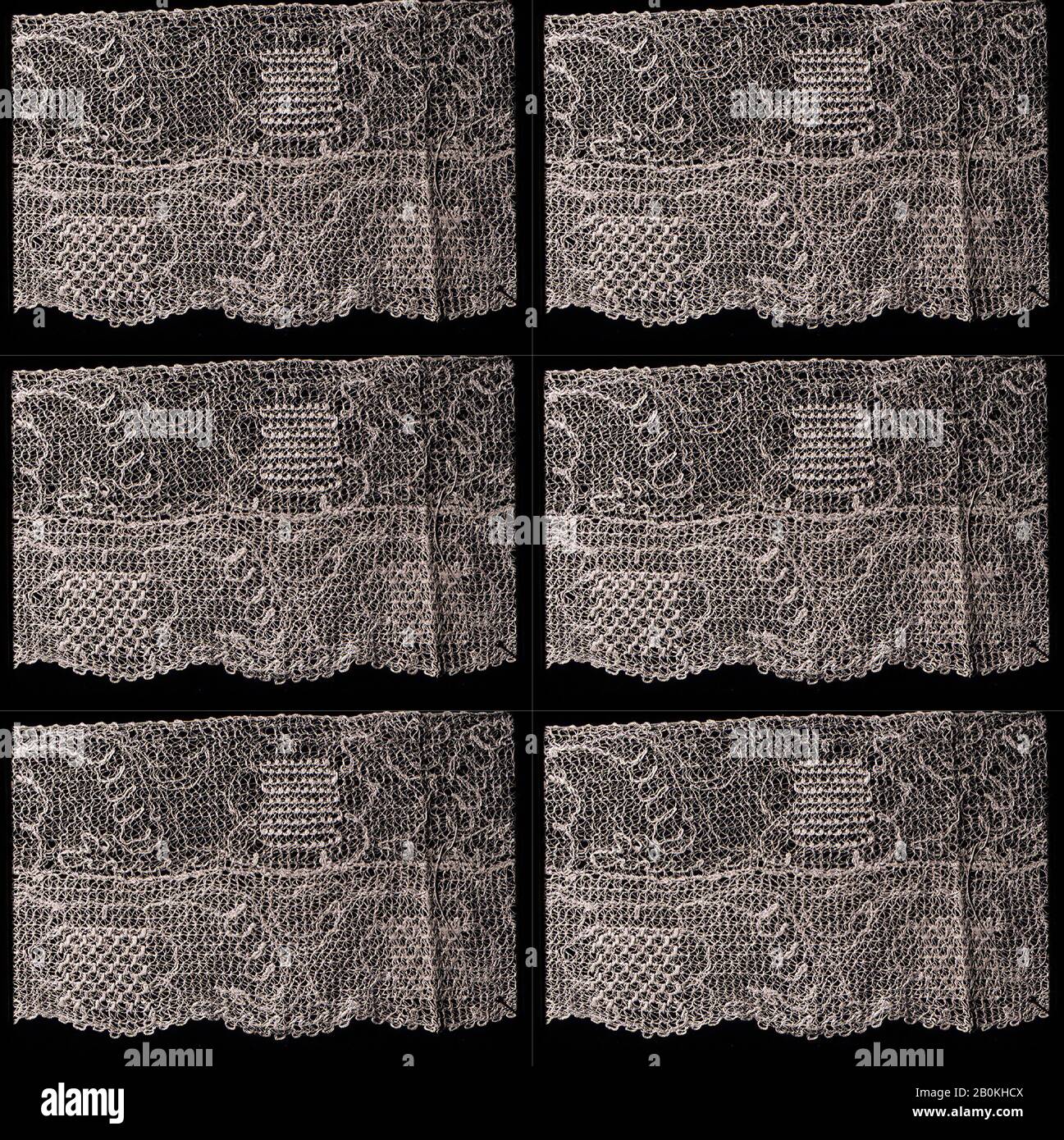 Due strisce, Sud America, 18th secolo, Sud America, rete Ricamata, L. 22 x W. 3 pollici, 55,9 x 7,6 cm, Textiles Foto Stock