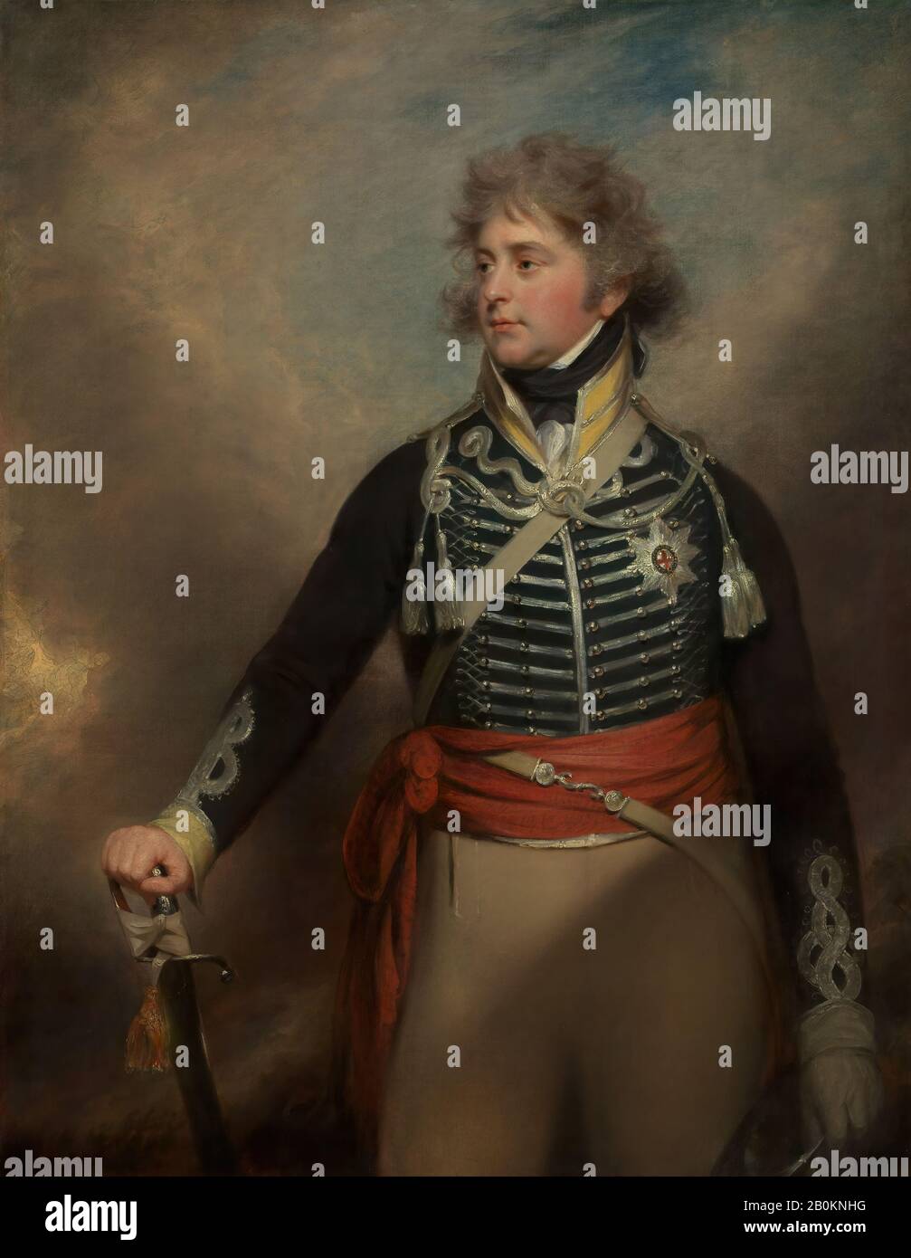 Sir William Beechey, George IV (1762–1830), Quando Prince of Wales, Sir William Beechey (British, Burford, Oxfordshire 1753–1839 Hampstead) e Workshop, Oil on canvas, 56 1/4 x 44 1/2 in. (142,9 x 113 cm), Dipinti Foto Stock