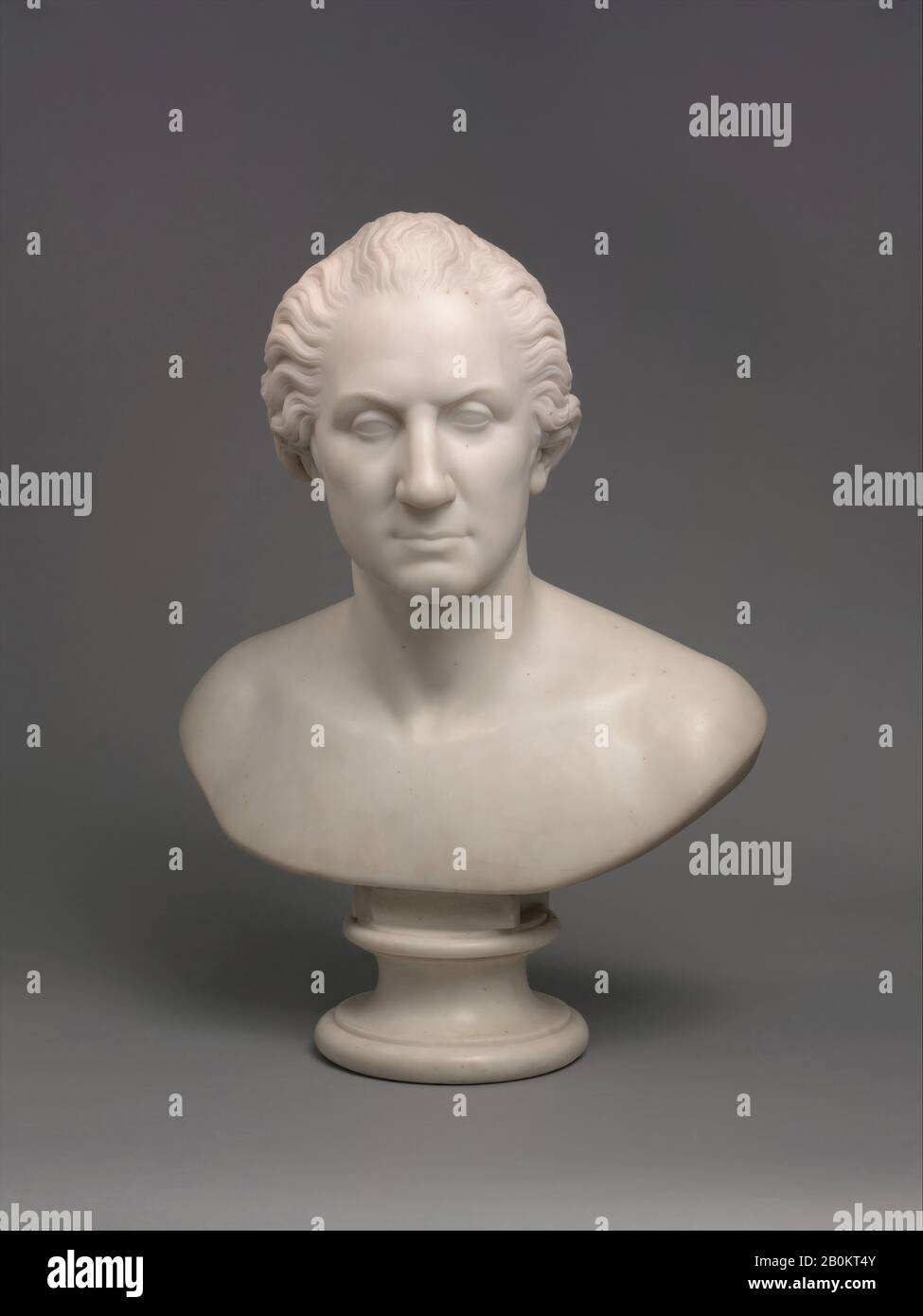 Horatio Greenough, George Washington, American, Horatio Greenough (Americano, Boston, Massachusetts 1805–1852 Somerville, Massachusetts), 1827–28; Modellato, Ca. 1832, americano, marmo, 26 3/8 x 19 1/2 x 12 1/2 in. (67 x 49,5 x 31,8 cm), scultura Foto Stock Horatio Greenough, George Washington, American, Horatio Greenough (Americano, Boston, Massachusetts 1805–1852 Somerville, Massachusetts), 1827–28; Modellato, Ca. 1832, americano, marmo, 26 3/8 x 19 1/2 x 12 1/2 in. (67 x 49,5 x 31,8 cm), scultura Foto Stock