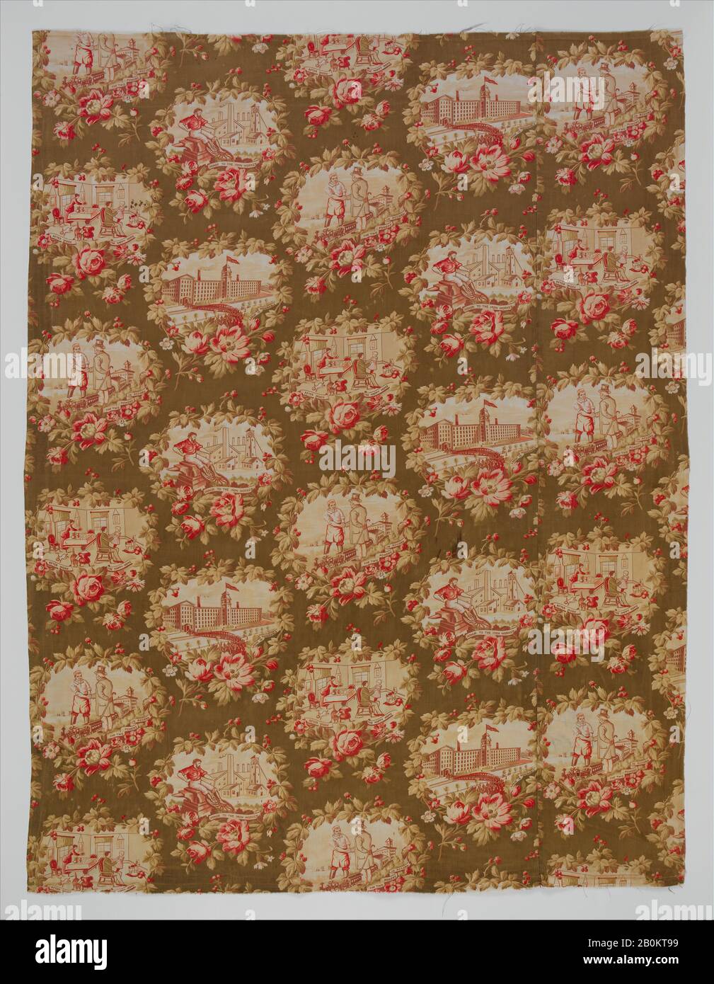 Pezzo, americano, ca. 1870, americano, cotone, stampato, 40 1/2 x 31 pollici (102,9 x 78,7 cm), Textiles Foto Stock
