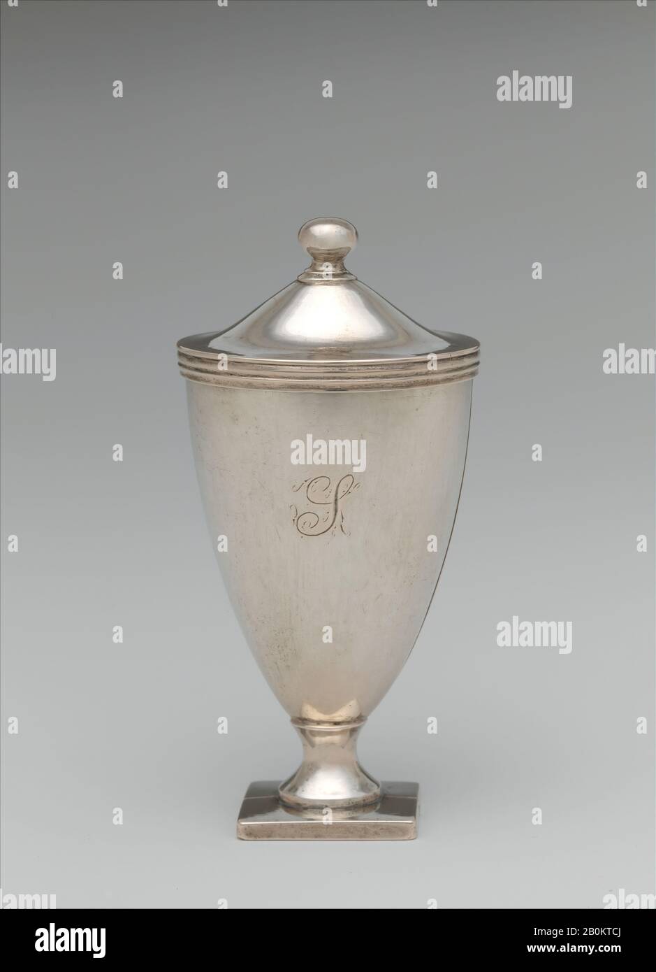 Noce Moscata Grattugia, Americano, 1775–Ca. 1800, probabilmente prodotto negli Stati Uniti, America, Argento e acciaio, 3 1/8 x 1 1/2 x 1 1/4 in. (7,9 x 3,8 x 3,2 cm); 1 oz. 18 dwt. (59,8 g), Argento Foto Stock