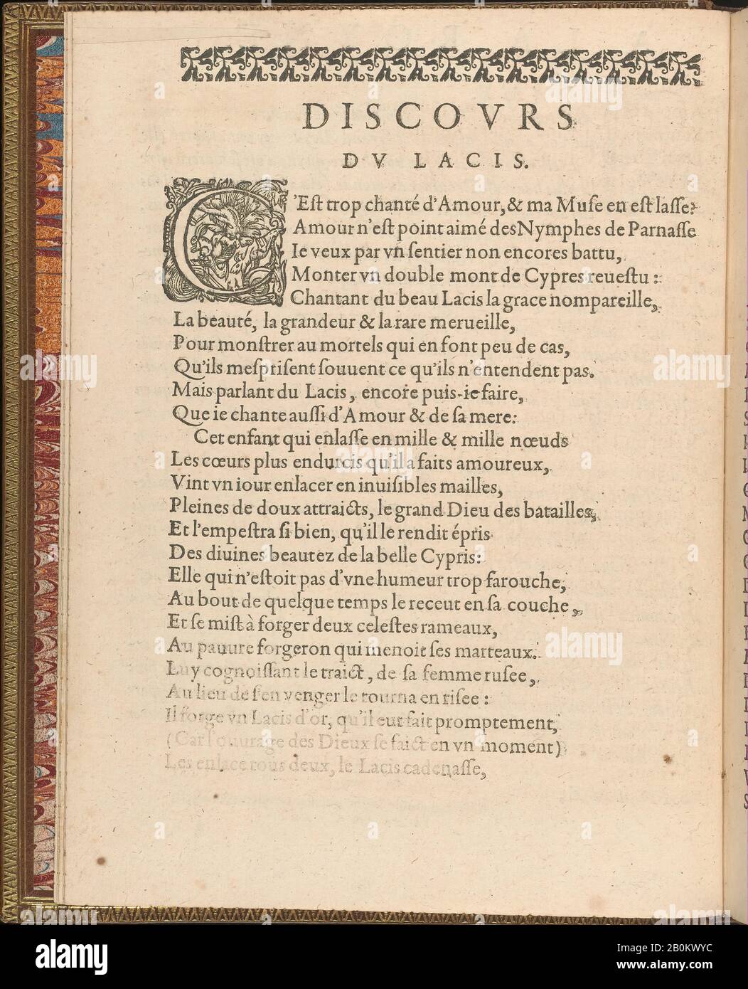 Matthias Mignerak, la Pratique de l'Aiguille, pagina 2 (vero), Matthias Mignerak, titolo di Pierre Firens (Parigi 1641), Dedicato a Marie de Medici (Firenze 1575–1642 Colgne), 1605, Woodcut, In Generale: 9 1/4 x 7 1/16 in. (23,5 x 18 cm Foto Stock
