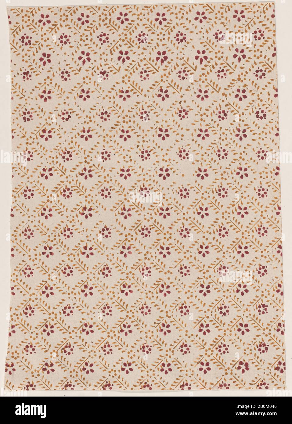 Anonimo, foglio con motivo a griglia di punti con fiori, Anonimo, 19th secolo, 19th secolo, rilievo stampa (legno o metallo), foglio: 8 7/16 × 6 3/16 in. (21,5 × 15,7 cm), stampe Foto Stock