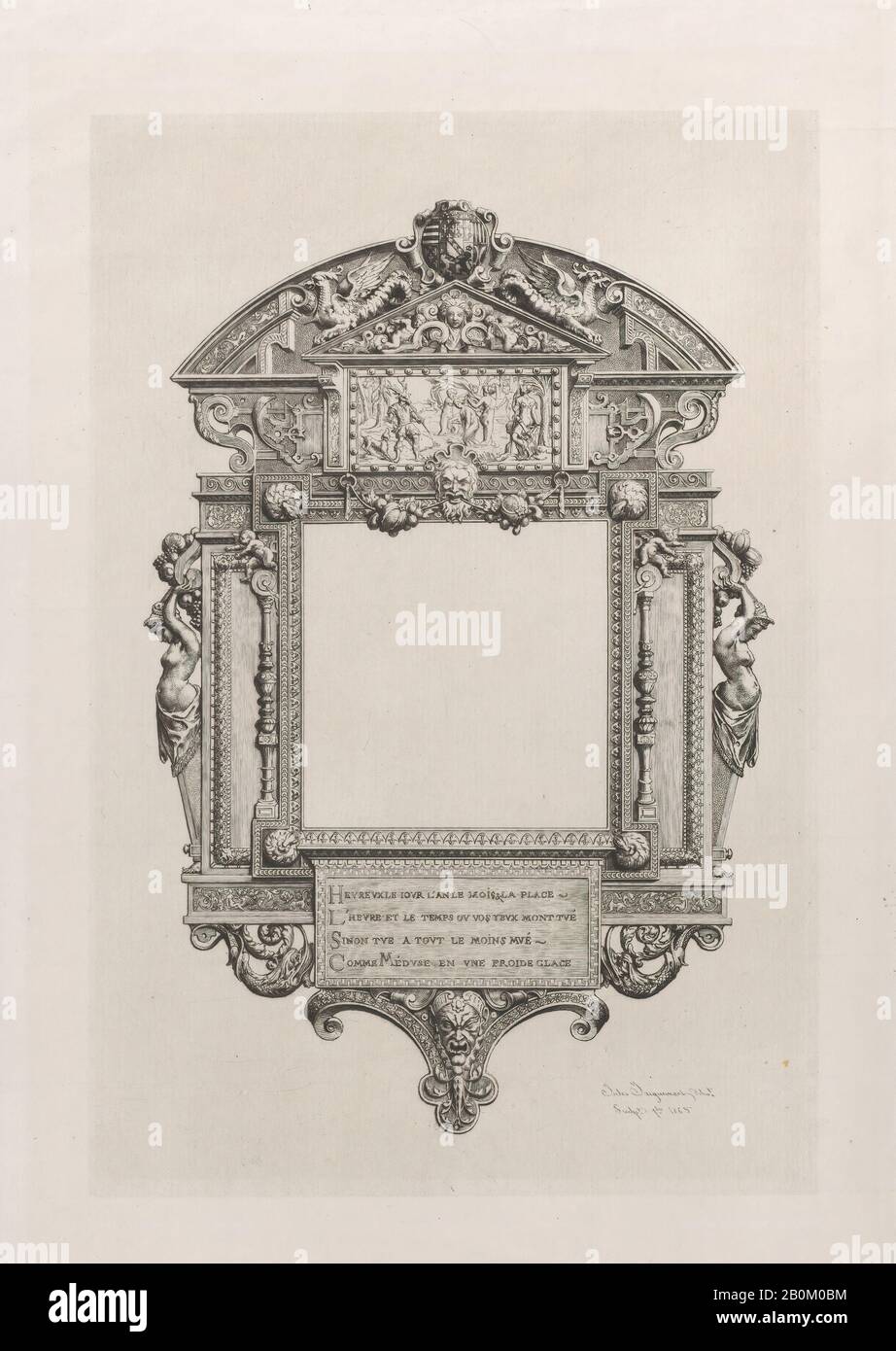 Jules-Ferdinand Jacquemart, Specchio Francese Del Xvi Secolo, Jules-Ferdinand Jacquemart (Parigi 1837–1880 Parigi), 1865, Incisione, Foglio: 17 15/16 × 12 3/16 In. (45,5 × 31 cm), Piastra: 11 13/16 × 8 3/16 in. (30 × 20,8 cm), stampe Foto Stock