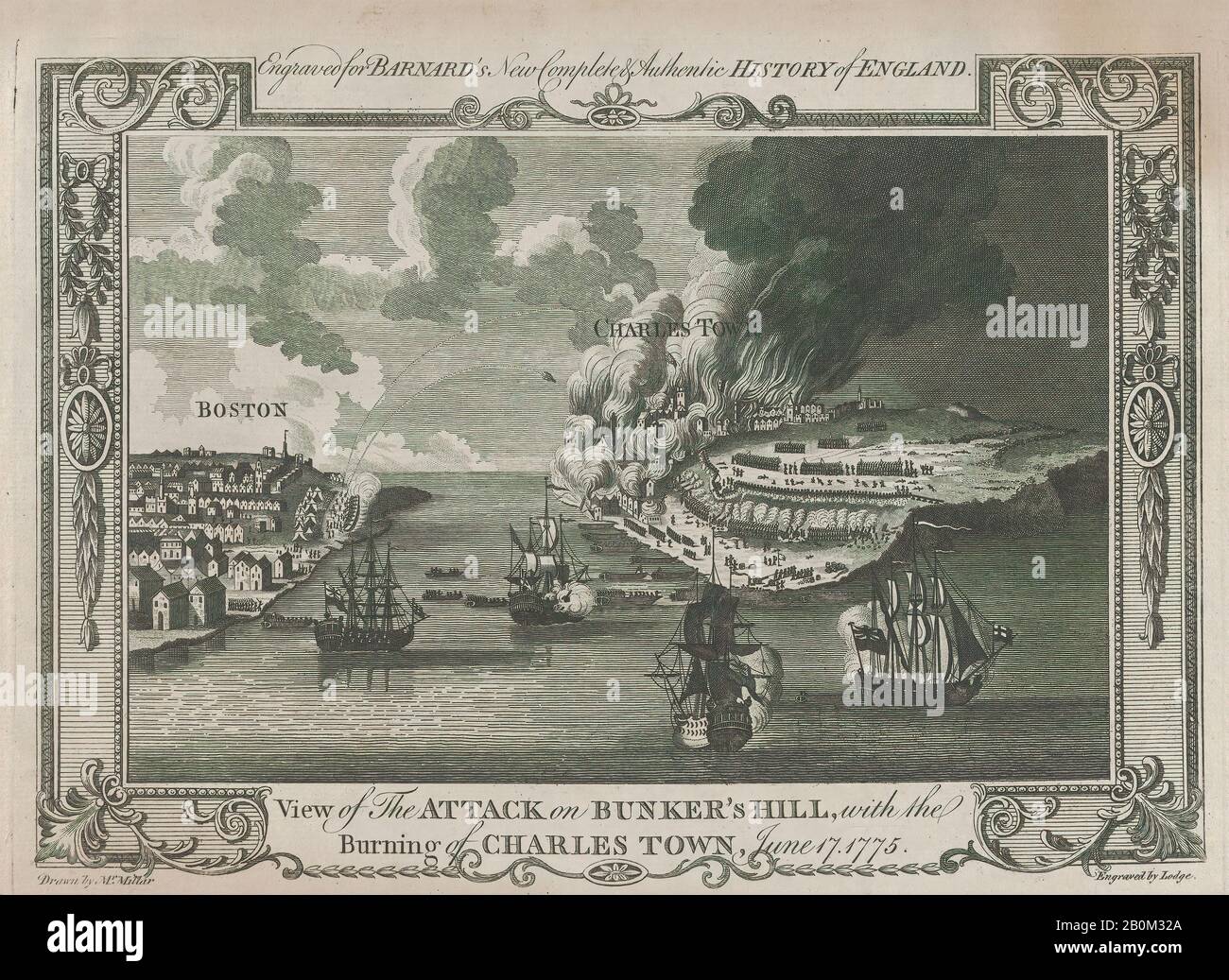 Dopo Pierre Charles Canot, Southwest Vista della città di New York in Nord America, Dopo Pierre Charles Canot (francese, Parigi 1710–1777 Kentish Town, Londra (Inghilterra attiva)), Dopo il capitano Thomas Howdell, della Royal Artillery (inglese, 18th secolo), fine 18th secolo, Incisione, foglio: 5 3/16 x 8 1/4 in. (13,2 x 21 cm), piastra: 4 1/2 x 7 7/16 in. (11,4 x 18,9 cm), stampe Foto Stock