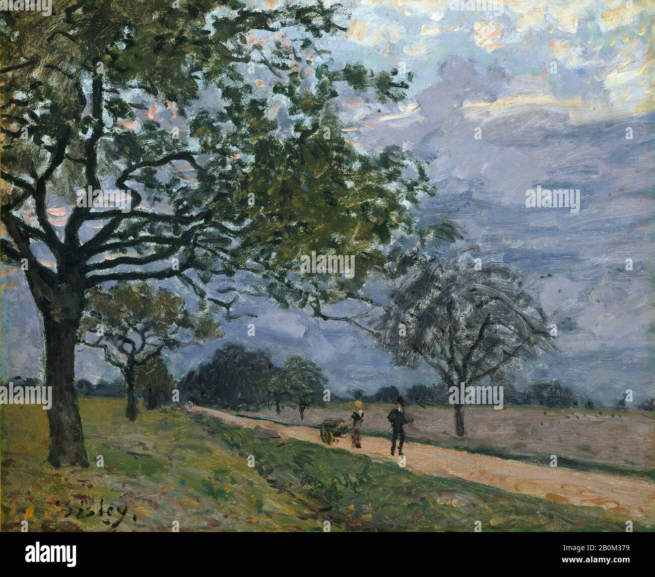 Alfred Sisley, la strada da Versailles a Louveciennes, Alfred Sisley (British, Paris 1839–1899 Moret-sur-Loing), probabilmente 1879, olio su tela, 18 x 22 pollici. (45,7 x 55,9 cm), Dipinti Foto Stock