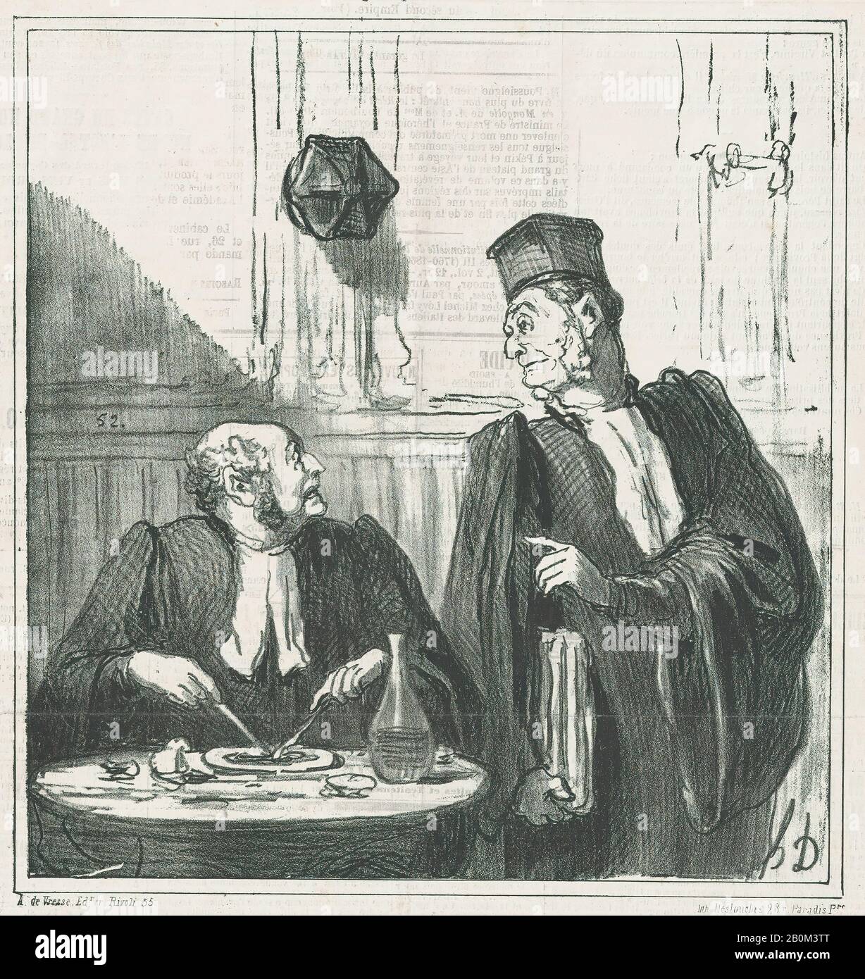 Honoré Daumier, Il vostro cliente è un furfante, da 'schetches', pubblicato in le Charivari, 6 giugno 1866, 'schetches' (Croquis da Daumier), Honoré Daumier (francese, Marsiglia 1808–1879 Valmondois), 6 giugno 1866, Lithograph su carta da giornale; secondo stato di due (Delteil, 9). × 8 1/2 in. (22,9 × 21,6 cm), foglio: 11 3/4 × 11 7/16 in. (29,9 × 29 cm), stampe Foto Stock