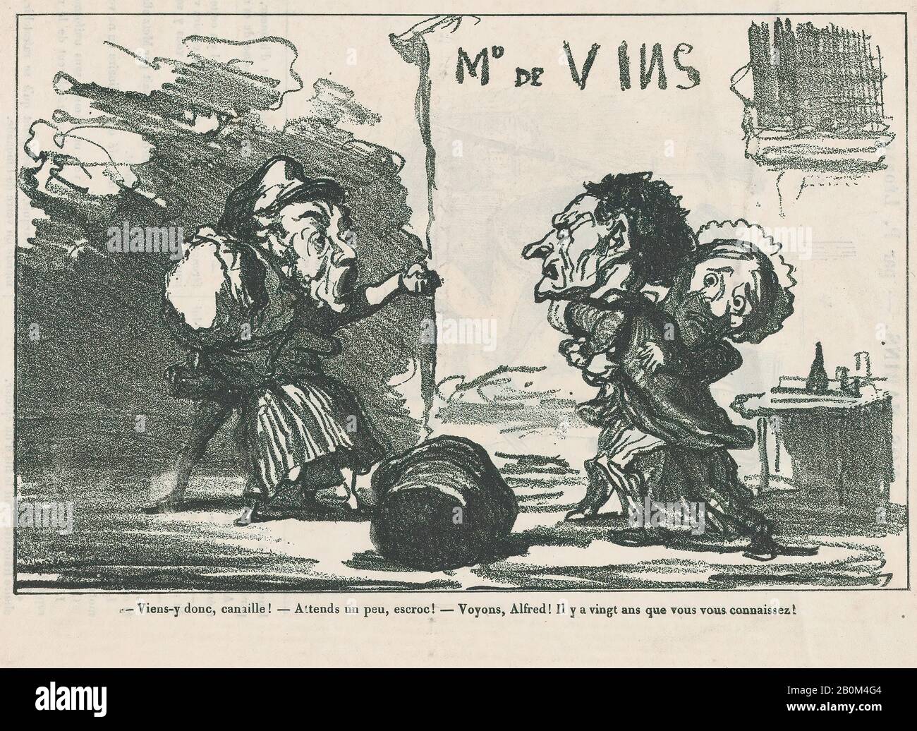 Honoré Daumier, -Dai, tu furtori, dai! –Solo voi aspettate, voi crook! –Oh vieni su Alfred, dopo tutto quello che hai conosciuto per circa venti anni!, da 'schizzi parigini', pubblicato in le Petit Journal pour Rire, 8 marzo 1874, 'schizzi parigini' (Croquis Parisiens), Honoré Daumier (francese, Marsiglia 1808–1879 Valmondois), 8 marzo 1874, Litograph su carta da giornale; terza immagine di stato, tre: 6 1/8 × 9 1/2 in. (15,6 × 24,2 cm), foglio: 8 7/16 × 12 1/4 in. (21,4 × 31,1 cm), stampe Foto Stock