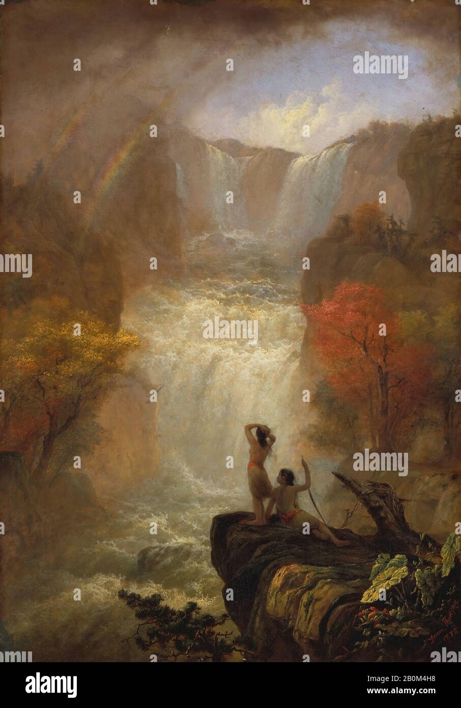 Jerome B. Thompson, Song of the Waters, americano, Jerome B. Thompson (1814–1886), ca. 1870, americano, olio su tela, 40 x 30in. (101,6 x 76,2 cm), Con Cornice: 46 5/8 x 33 11/16 x 1 9/16 in. (118.5 x 85.5 x 4 cm), Dipinti Foto Stock