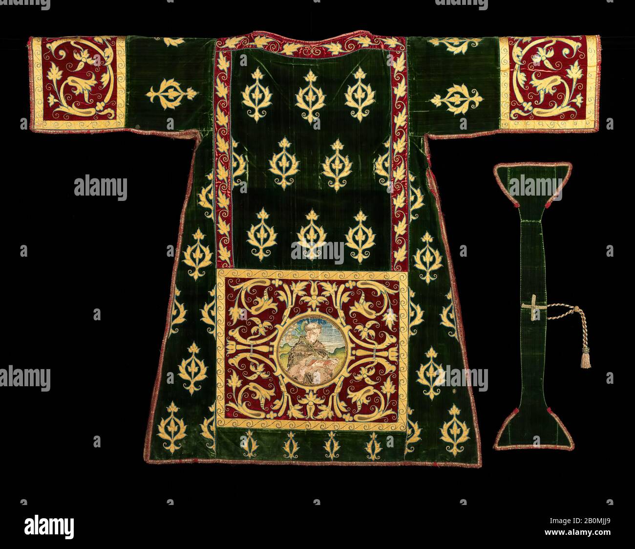 Dalmatic e manichino, Italiano, quarto quarto quarto quarto quarto quarto 17th quarto secolo, Italiano, Seta, metallo, lino, lunghezza a CB (a): 47 in. (119,4 cm), (b): 30 1/2 in. (77,5 cm Foto Stock