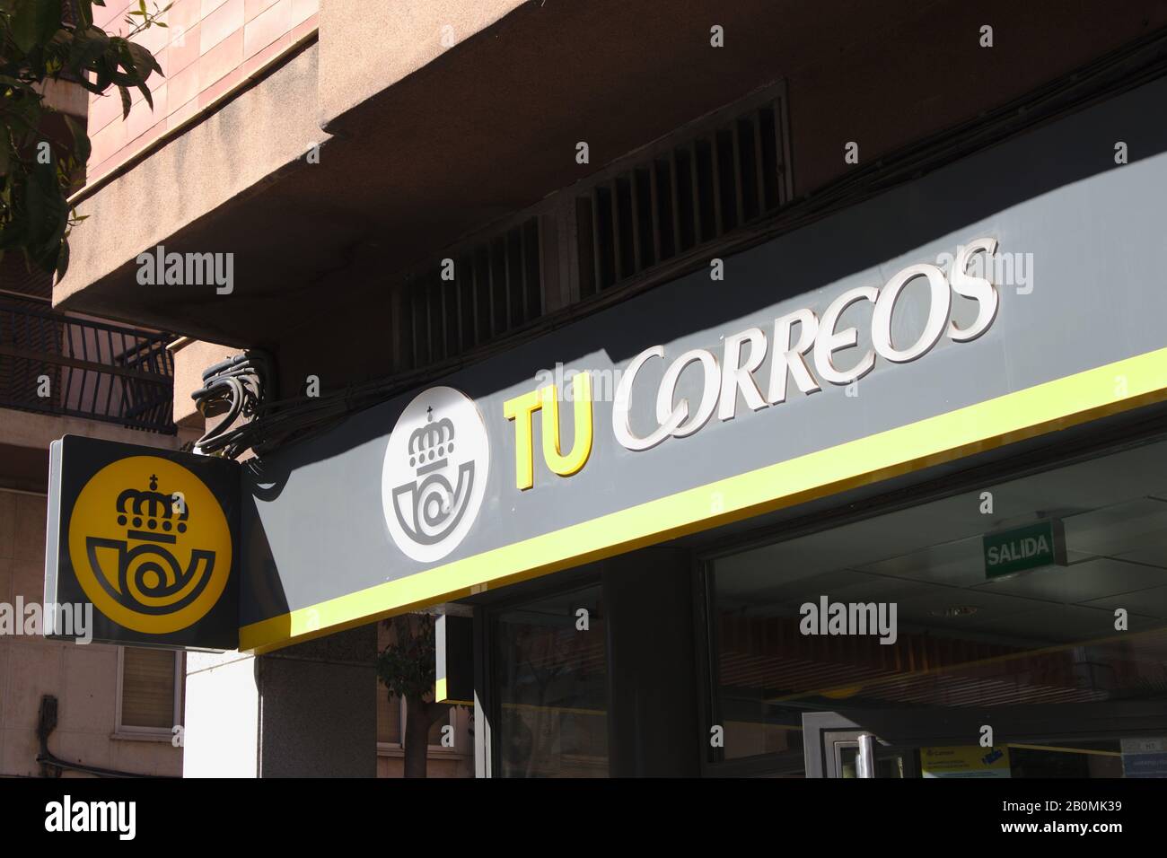 Febbraio 2020. Valencia, Spagna. Primo piano del marchio postale del marchio postale Foto Stock