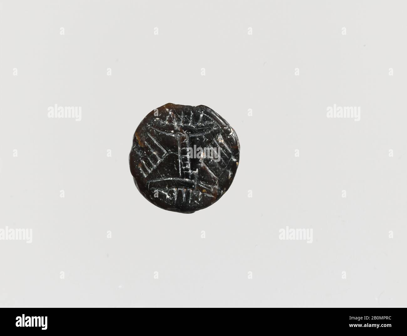 Sigillo con foro, Minoan, Minoan III, Cultura: Minoan, Steatite, Altro: 9/16 x 3/8 in. (1,5 x 0,9 cm), Gems Foto Stock