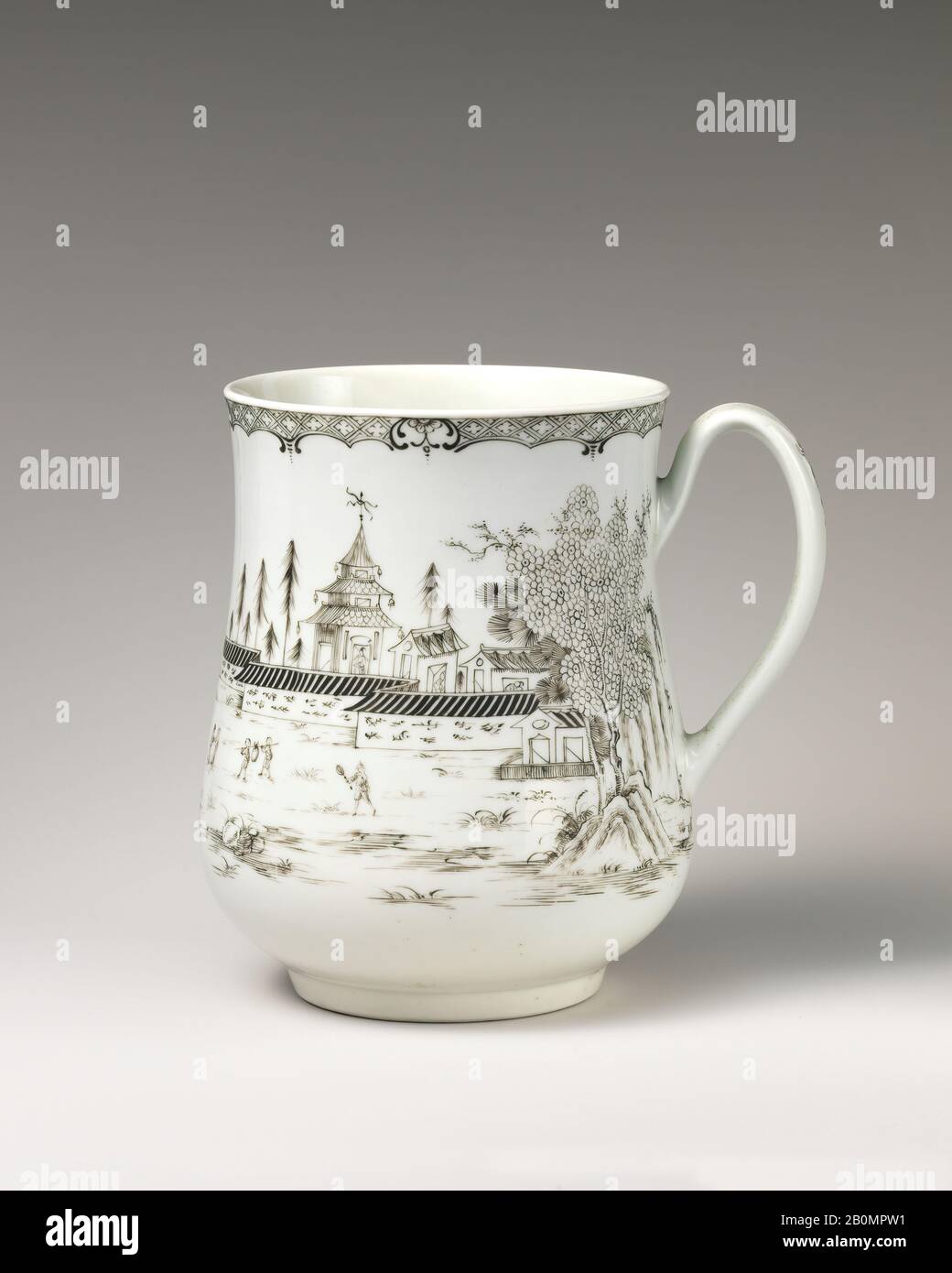 Tankard, British, 18th secolo, British, porcellana pasta morbida, porcellana ceramica-porcellana Foto Stock