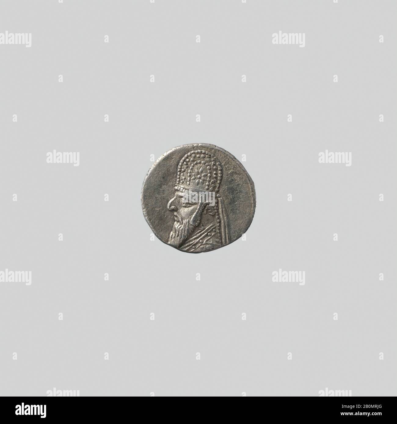 Drachm argento, parthian, parthian, Data ca. 121–91 a.C., Iran, Parthian, Argento, Spessore 0,25 cm, Diametro 1,85 cm, Con Iscrizione In Metallo Foto Stock