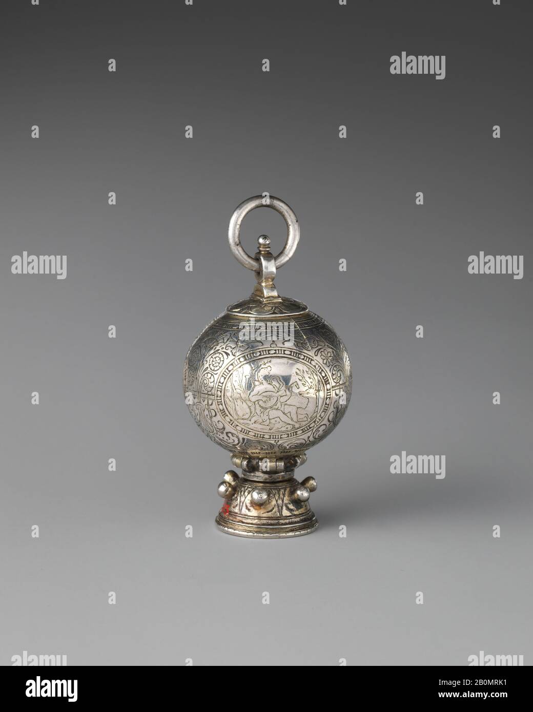 Pomander, tedesco, 16th secolo, tedesco, dorato argento, altezza: 2 5/8 in. (6,7 cm), Metallo-argento Foto Stock