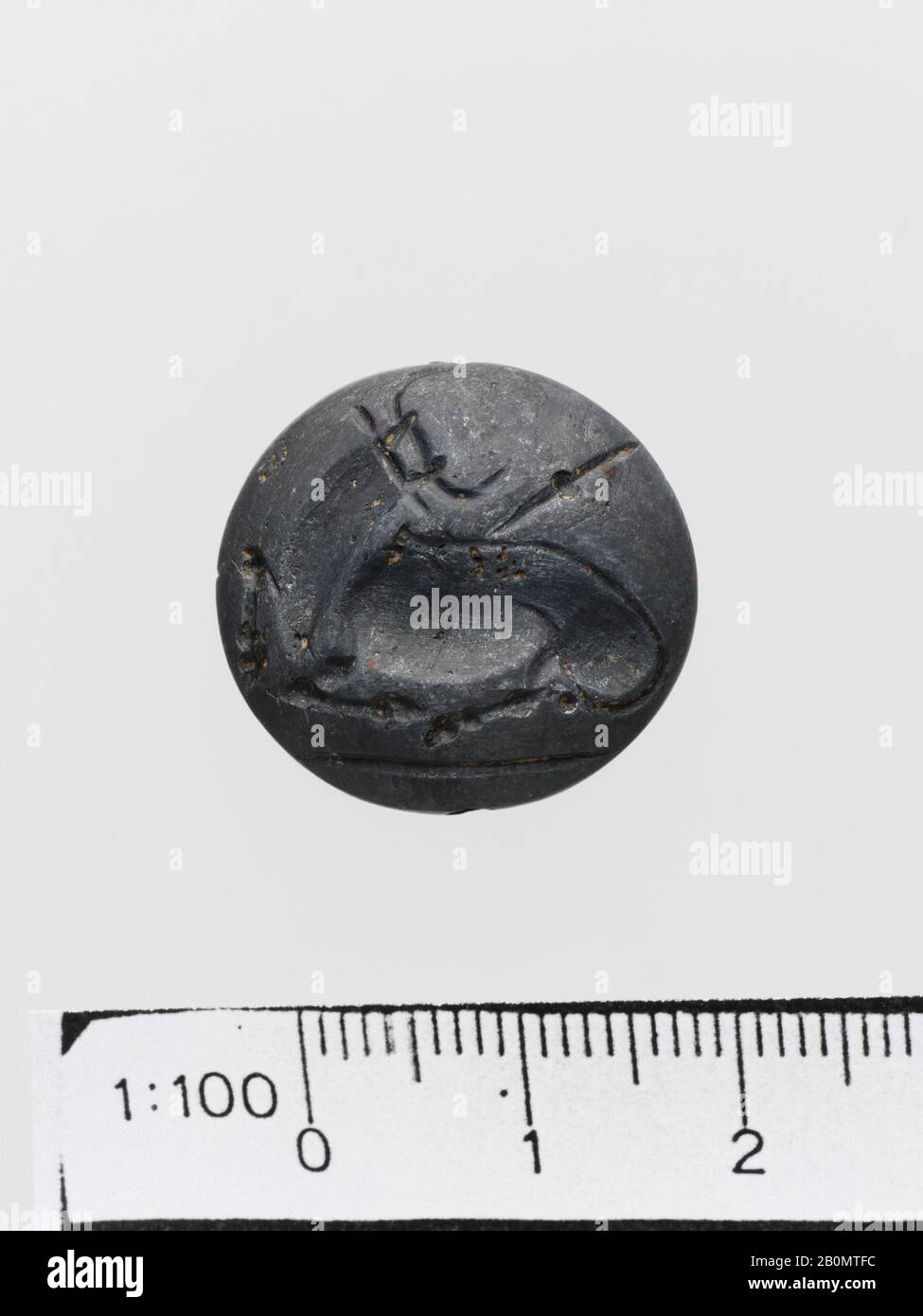 Sigillo lentoide ematite, Minoan, Late Minoan II, Data ca. 1450-1400 a.C., Minoan, ematite, Diametro 2,1-2,2 cm, Gemme Foto Stock