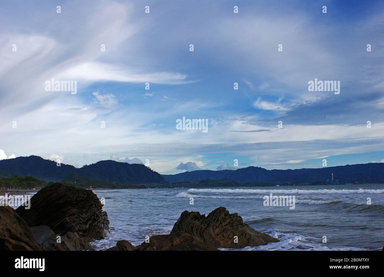 Pelabuhan Ratu Beach, Sukabumi, West Java, Indonesia Foto Stock