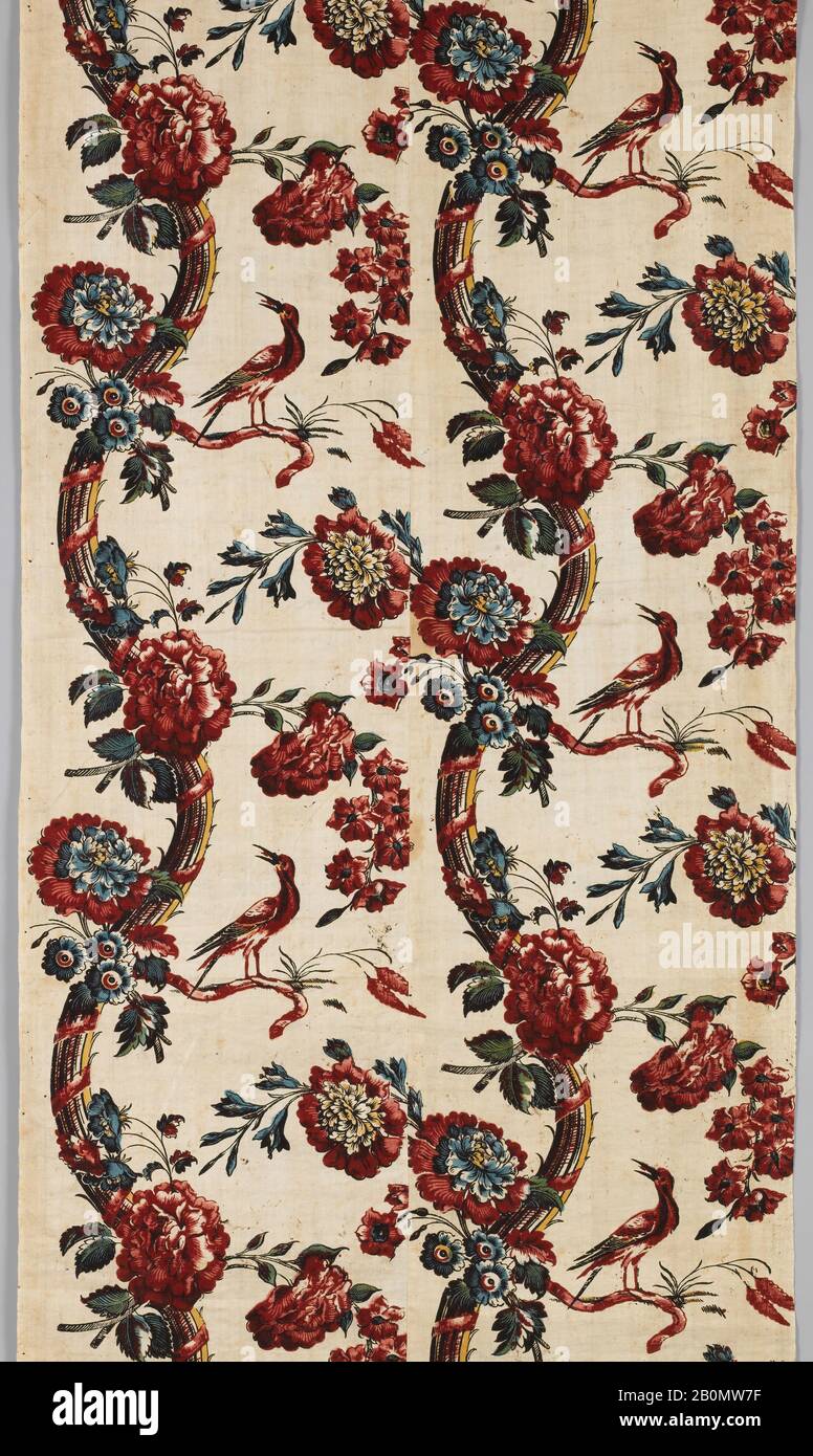Panel, Inglese, ca. 1780, British, Cotton, Textiles-Printed Foto Stock