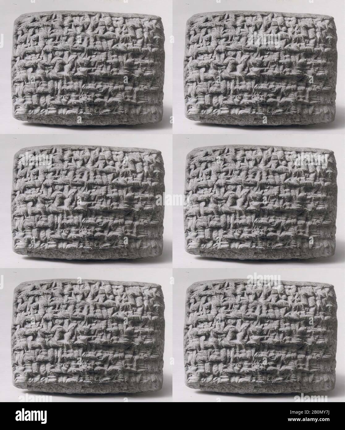Tavoletta cuneiforme: Assegnazione di nota, archivio di Iddin-Nabu e Shellebi, Achemenid, Achemenid, Data ca. 495 a.C., Mesopotamia, probabilmente da Babilonia (moderna Hillah), Achemenid, Clay, 3,9 x 5,2 x 2 cm (1 1/2 x 2 x 3/4 in.), Clay-Tablets-Inscritti Foto Stock