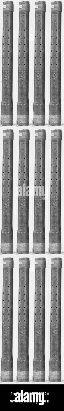 Clarinet doppio, indiano, 19th secolo, India, indiano, Reed, cera, corda, L. 36,3 cm, (14-1/2 in.); D.[ogni tubo] +/- 1,7 cm (11/16 in.), Aerophone-Reed Vibroated-single reed cilindrico Foto Stock