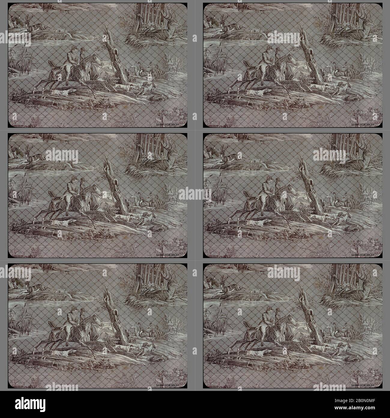 Oberkampf Manufactory, Route to Jouy, French, Jouy-en-Josas, Georges Lemeunnié, 1815, French, Jouy-en-Josas, Cotton, L. 41 x W. 37 pollici, 104,1 x 94,0 cm, Textiles-Printed Foto Stock