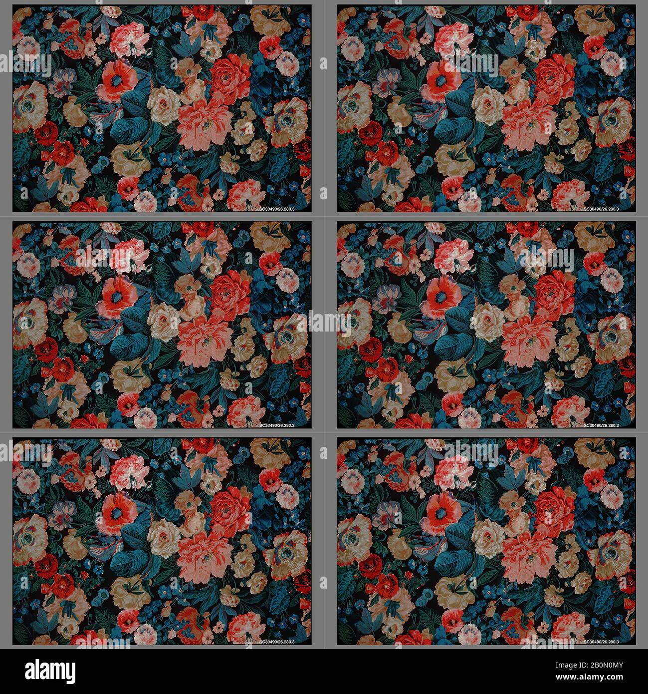 Pezzo, britannico, ca. 1848–51, Regno Unito, cotone, L. 50 x W. 33 1/4 pollici, 127,0 x 841,8 cm, Textiles-Printed Foto Stock