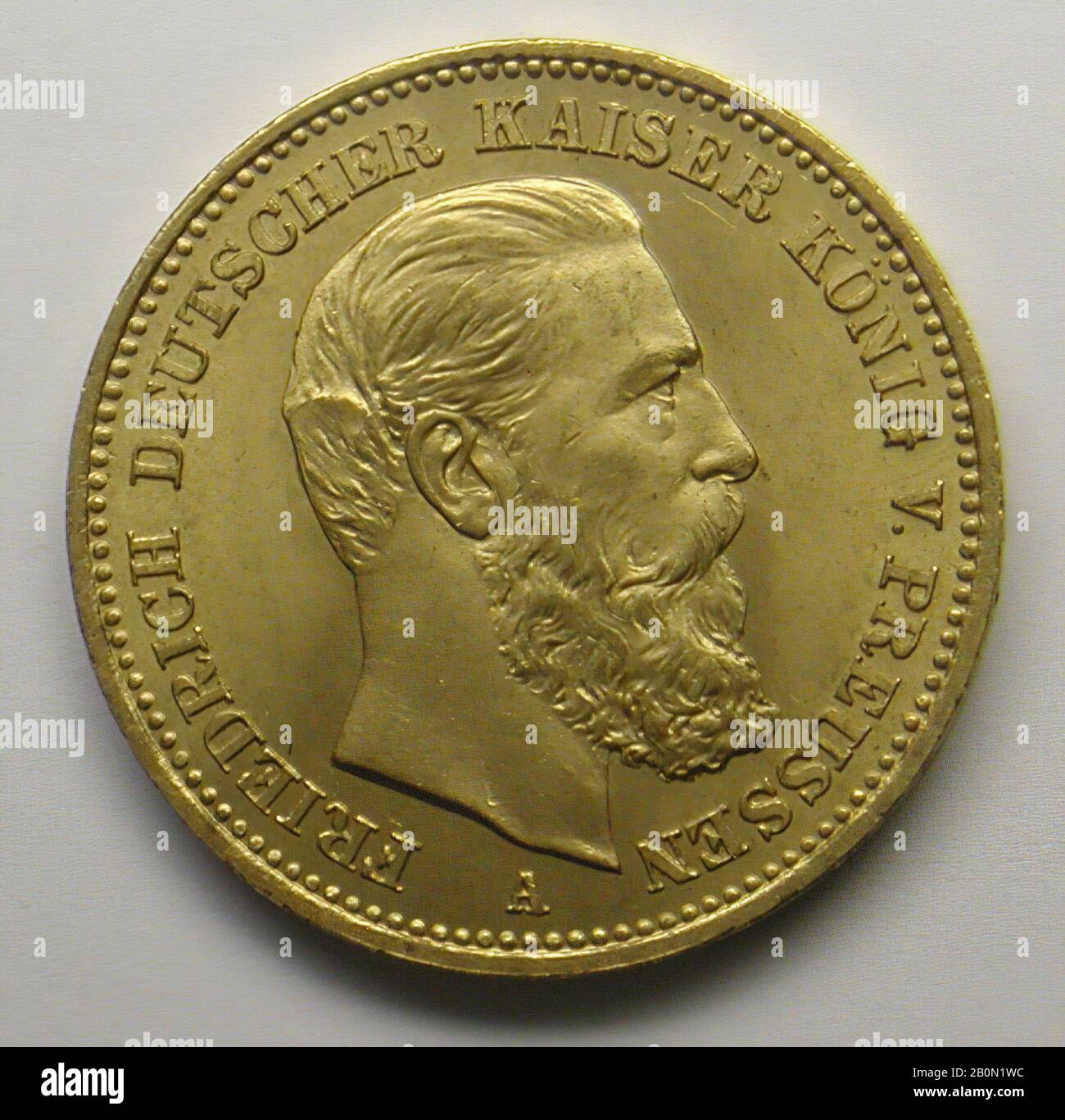 Pezzo 20-mark, Frederick i, imperatore tedesco, 1888, tedesco, 1888, tedesco, oro, Diametro: 7/8 in. (22 mm.), Monete Foto Stock