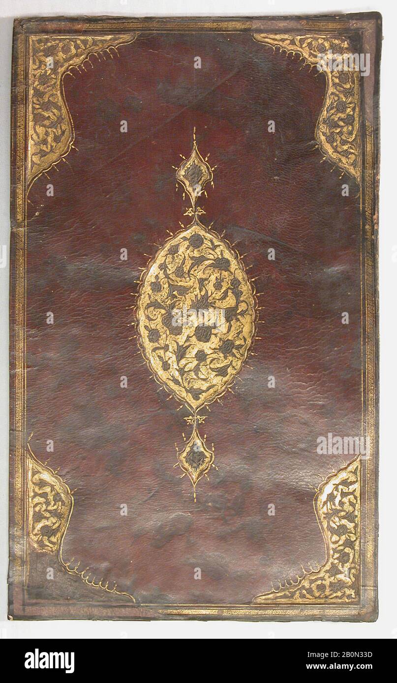 Rilegatura, 16th-17th secolo, Attribuita a Turchia, pelle; lavorata e dorata, H. 14 1/16 in. (35,7 cm), W. 8 5/8 in. (21,9 cm), Codices Foto Stock