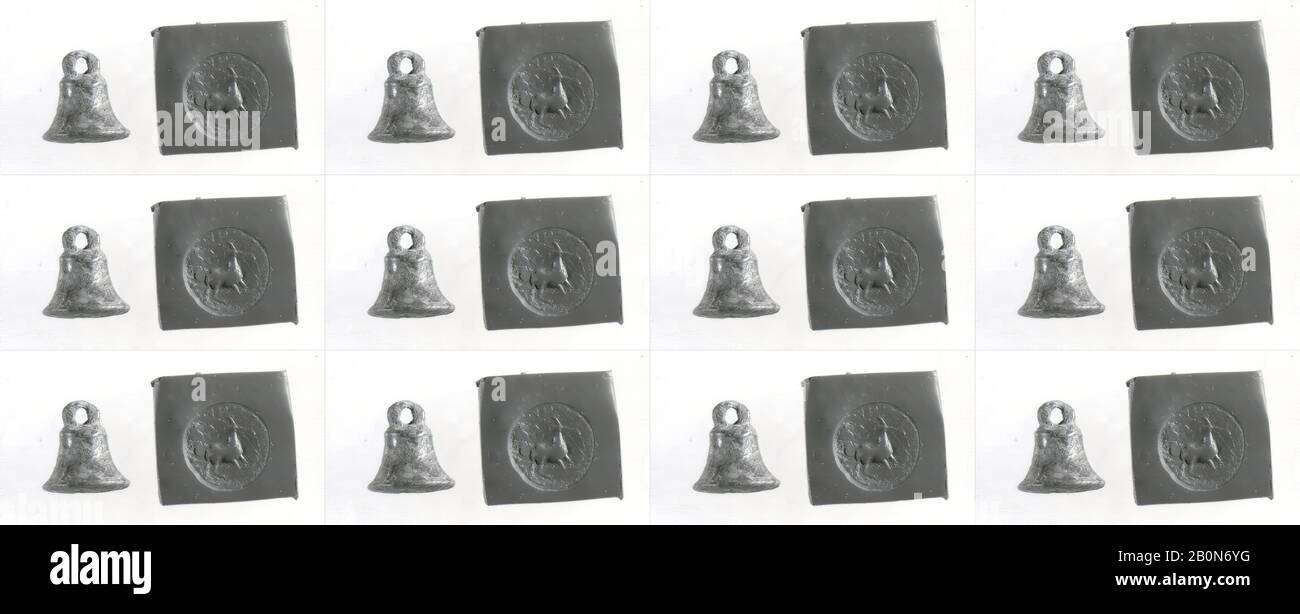 Timbro (a campana con manico ad anello) con animale, Urartian, Iron Age II, Date ca. 8th-7th secolo a.C., Urartu, Urartian, lega rame/bronzo, Diametro: 1,37 cm, altezza: 1,44 cm, Guarnizioni Metallurgiche Foto Stock