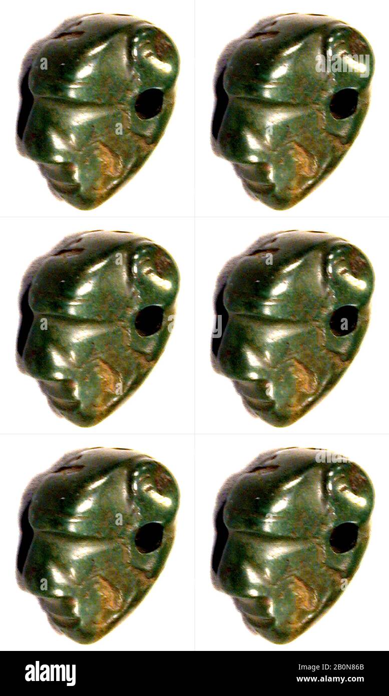 Pendente con testa in pietra, Costa Rica, 9th–15th secolo, Costa Rica, Costa Rica, pietra, altezza 7/8 in. (2,3 cm), Ornamenti di pietra Foto Stock
