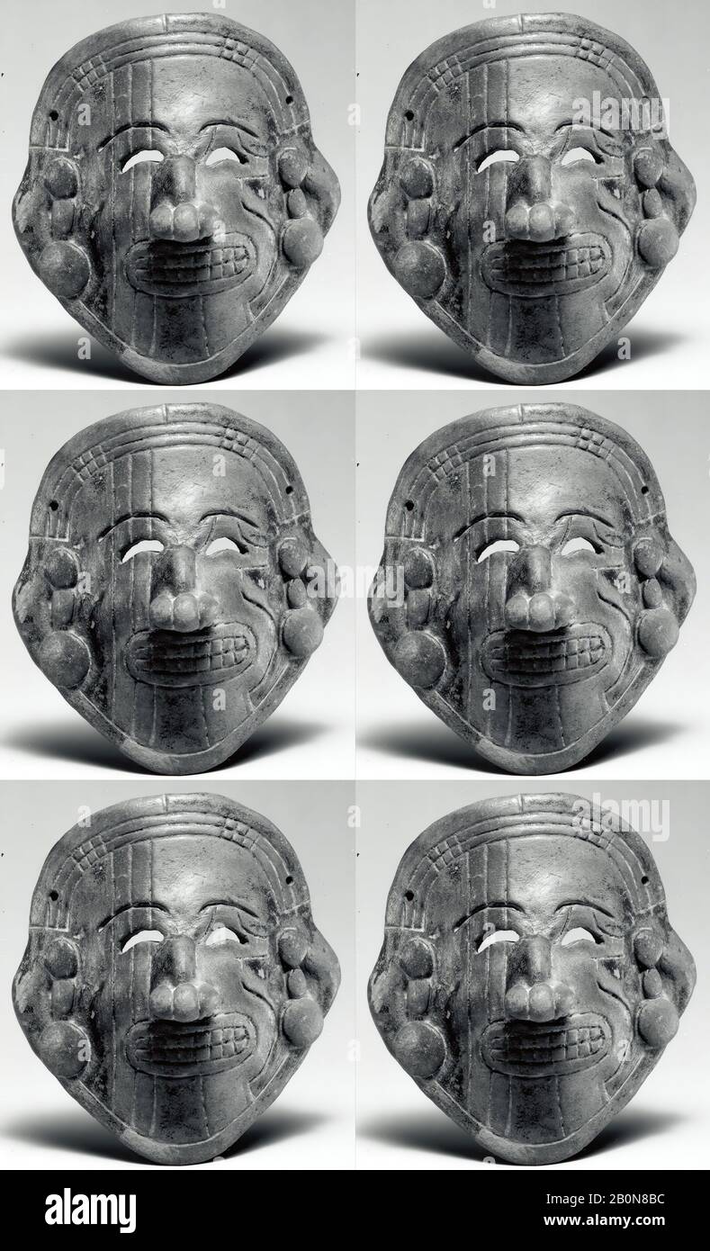 Maschera, Tolita-Tumaco, 1st–5th secolo, Colombia o Ecuador, Tolita-Tumaco, Ceramica, H.3 7/8 in. (9,8 cm), scultura in ceramica Foto Stock