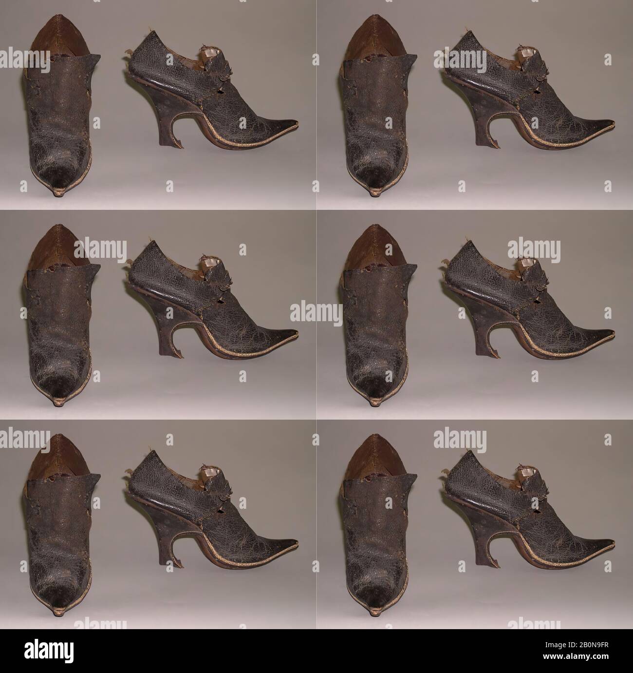 Pantofole, Francese, 1660–1760, Francese, Pelle Foto Stock