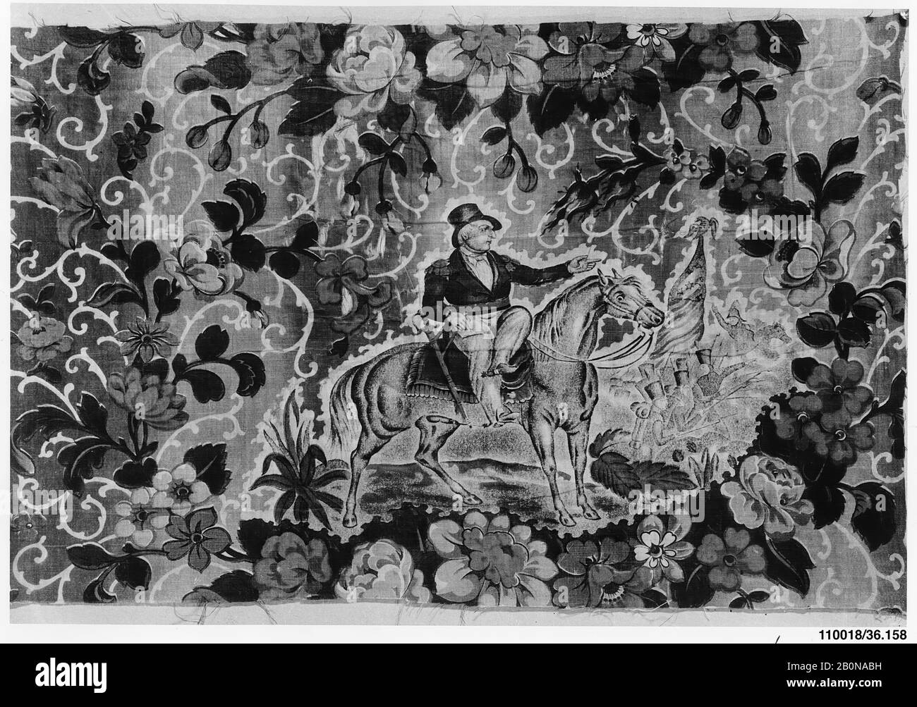 Pezzo, americano, ca. 1846–48, americano, cotone, inciso, stampato a rullo, 25 x 16 pollici (63,5 x 40,6 cm), Textiles Foto Stock