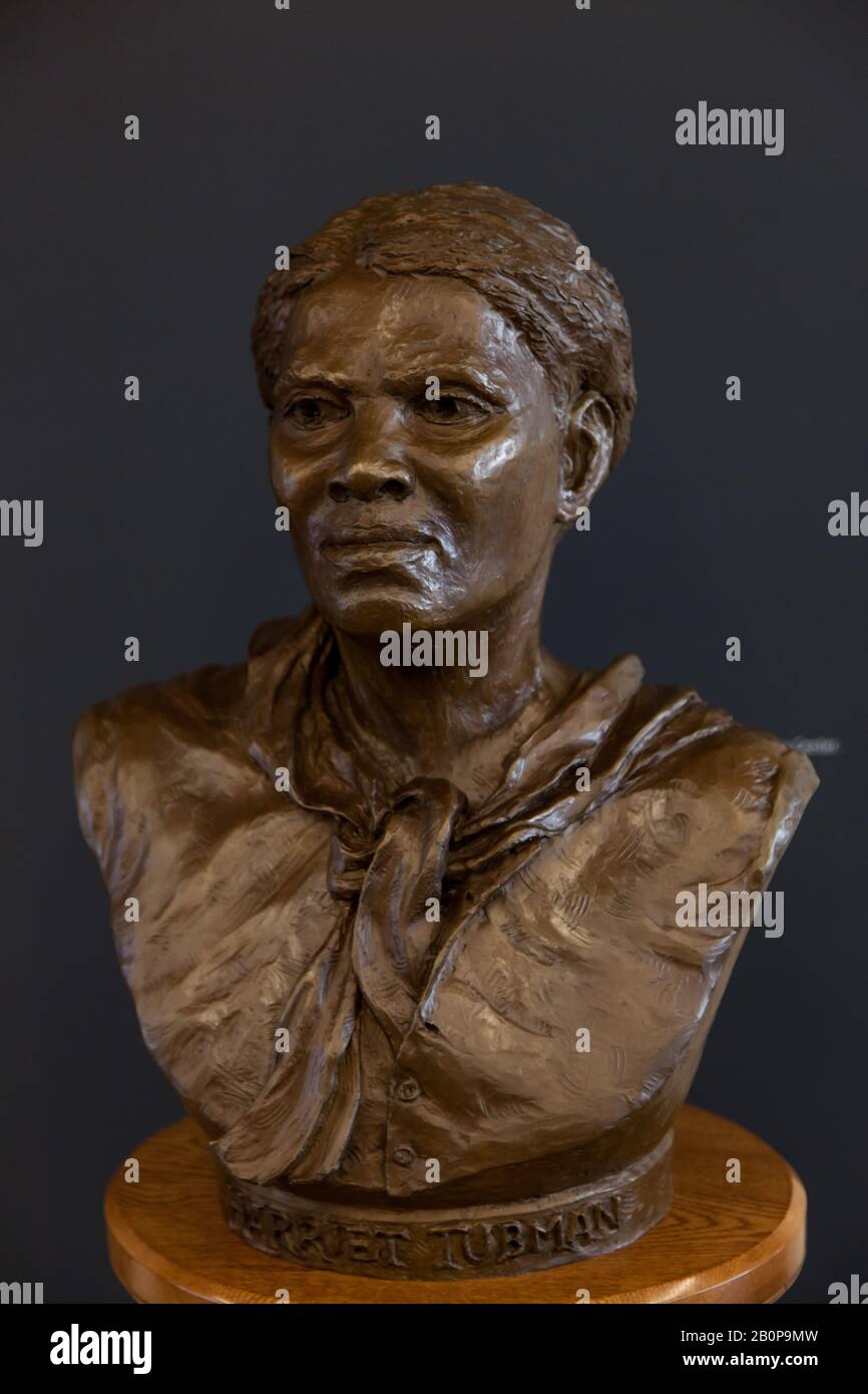 Statue di bronzo nell'Harriet Tubman NHP in Church Creek, MD Foto Stock